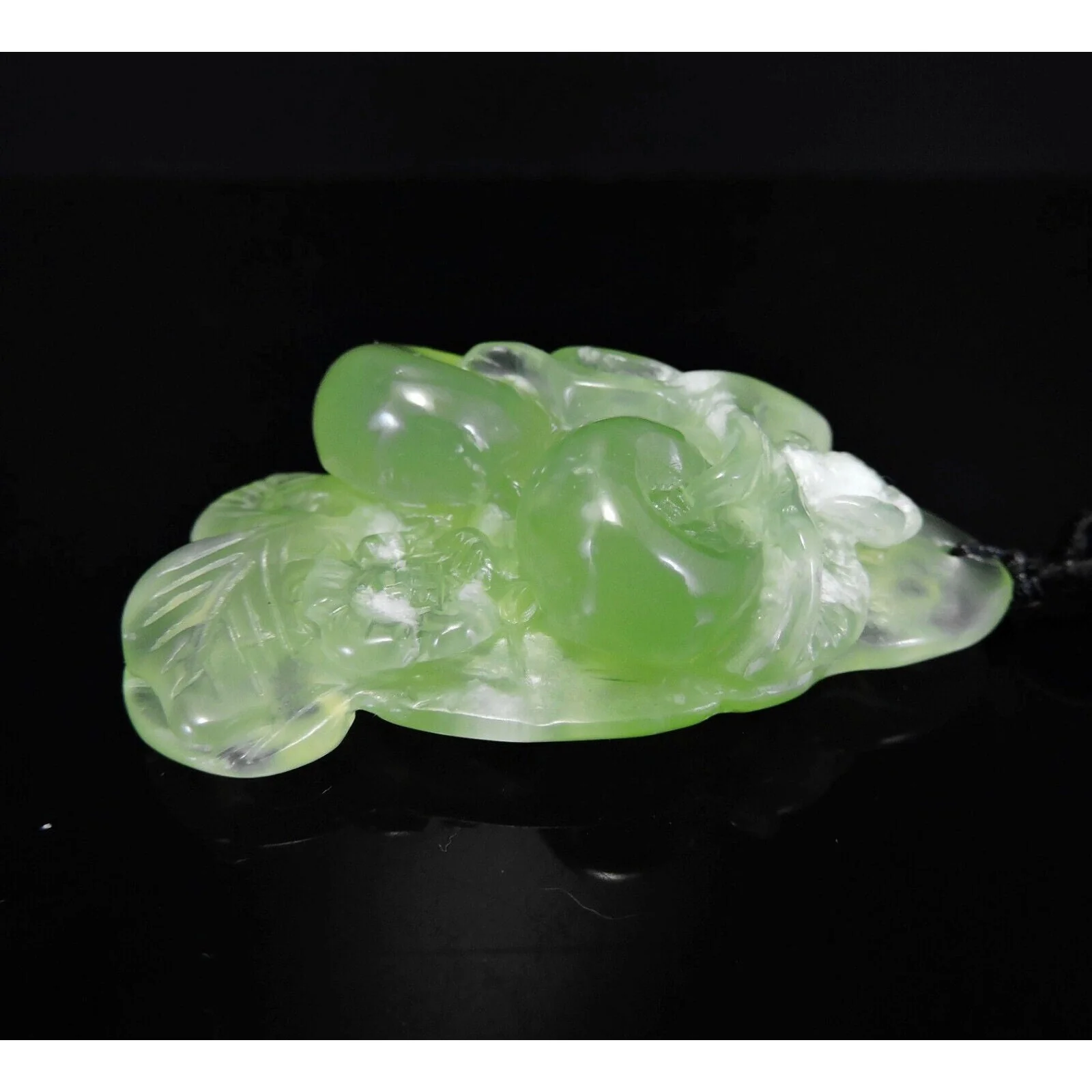 100% Natural Hand-Carved Jade Pendant Jadeite Necklace Apple Tree - Image 5