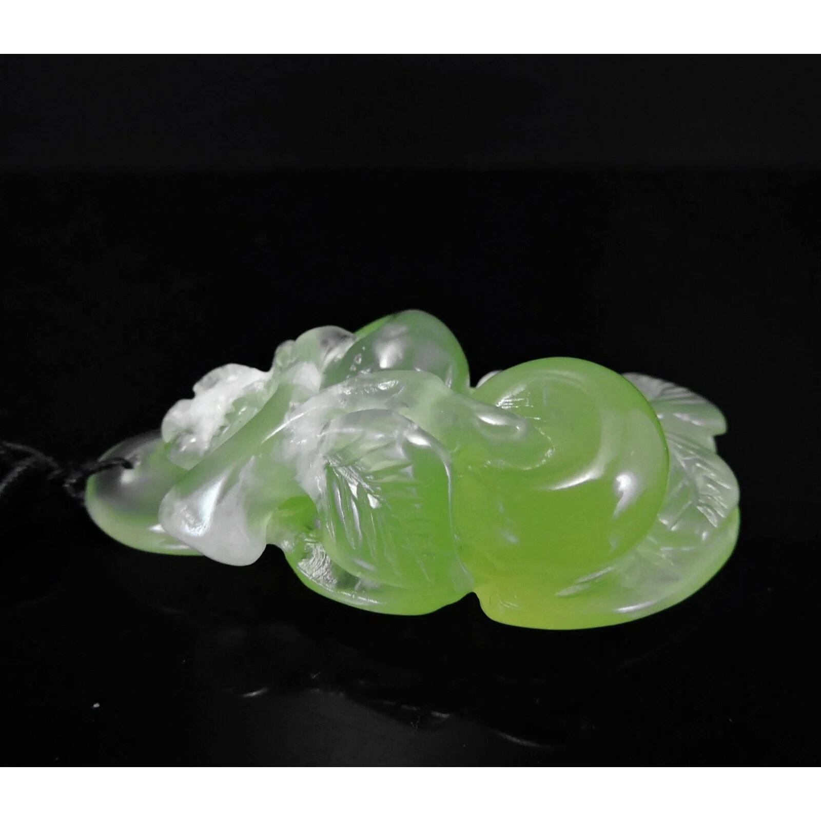 100% Natural Hand-Carved Jade Pendant Jadeite Necklace Apple Tree - Image 6