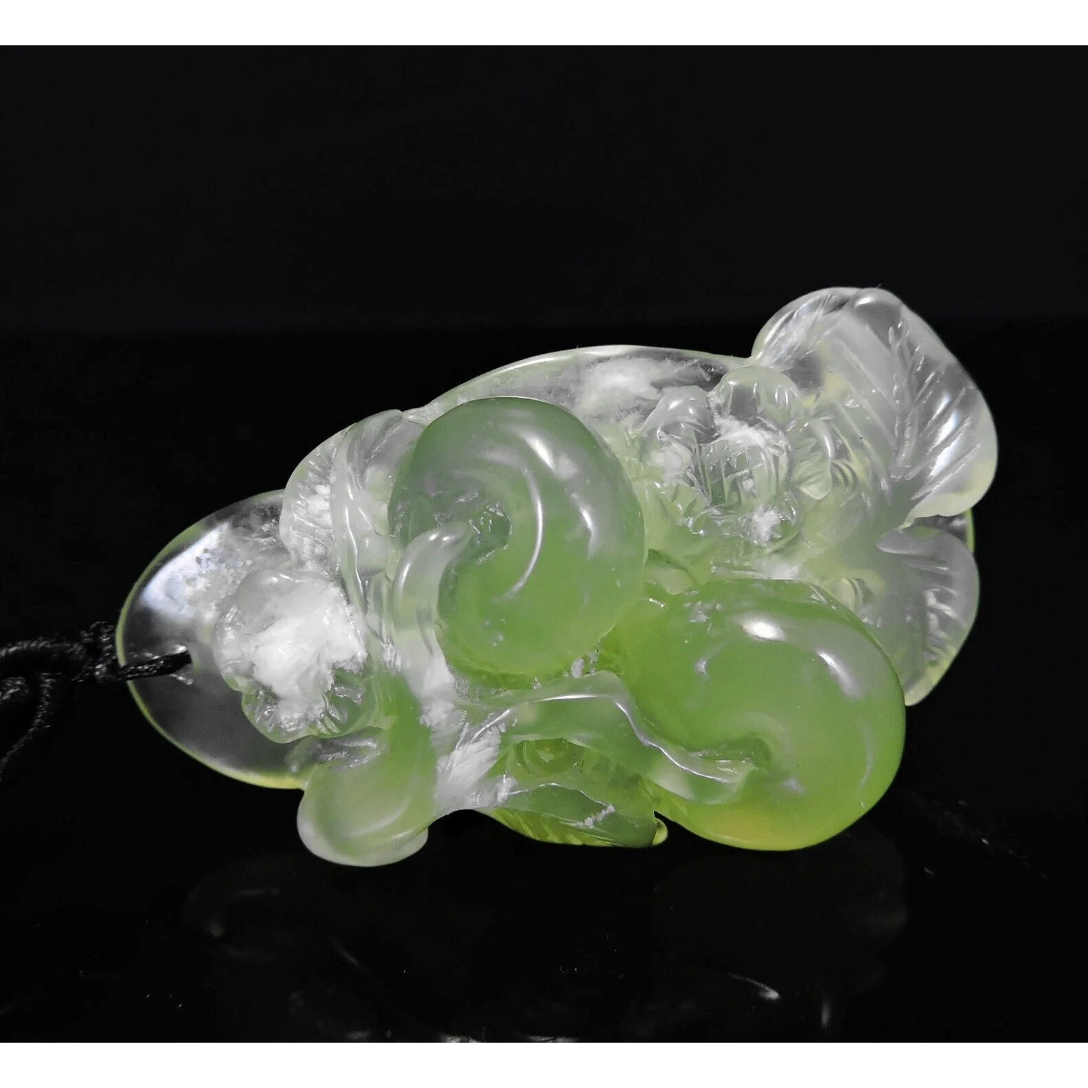 100% Natural Hand-Carved Jade Pendant Jadeite Necklace Apple Tree - Image 7