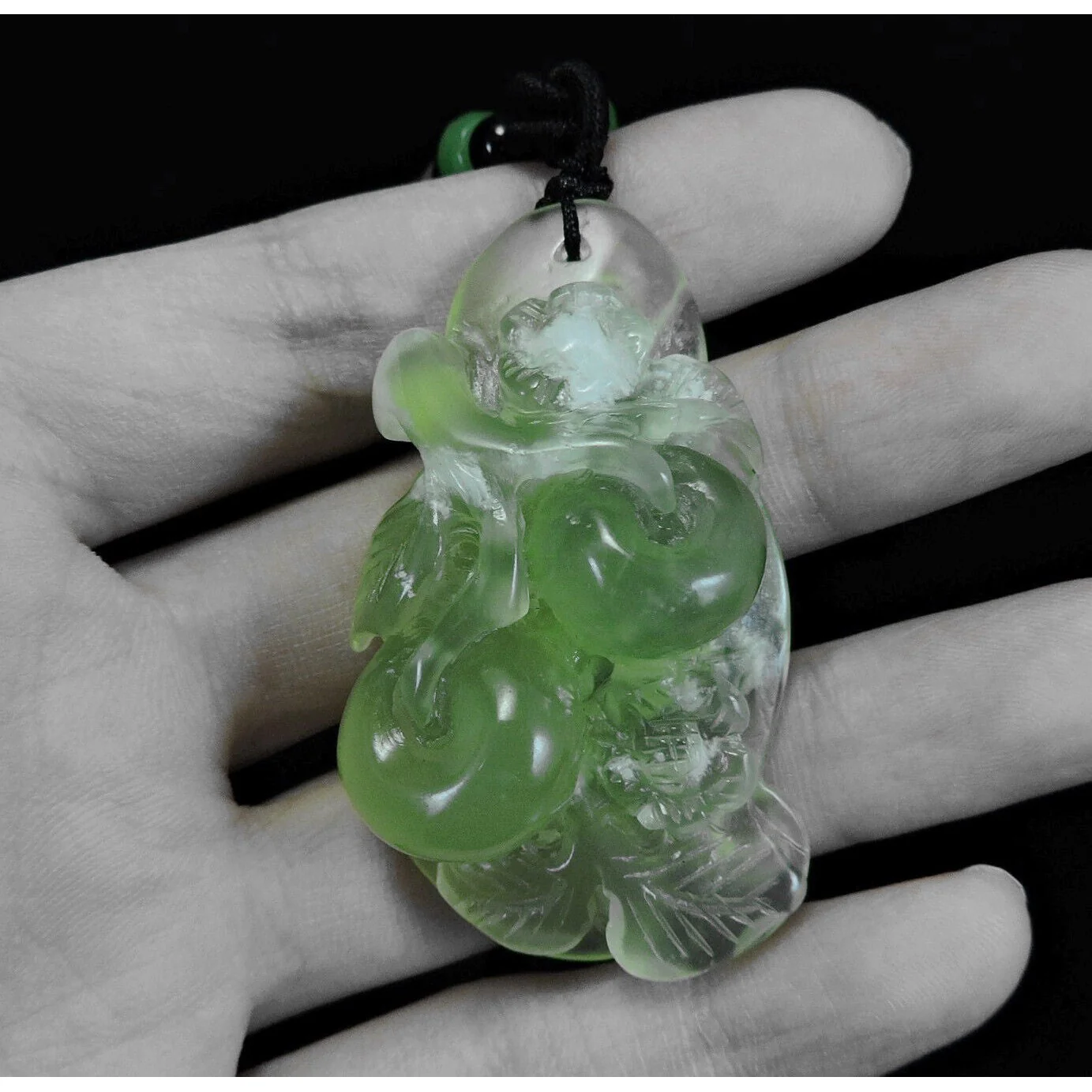 100% Natural Hand-Carved Jade Pendant Jadeite Necklace Apple Tree - Image 8