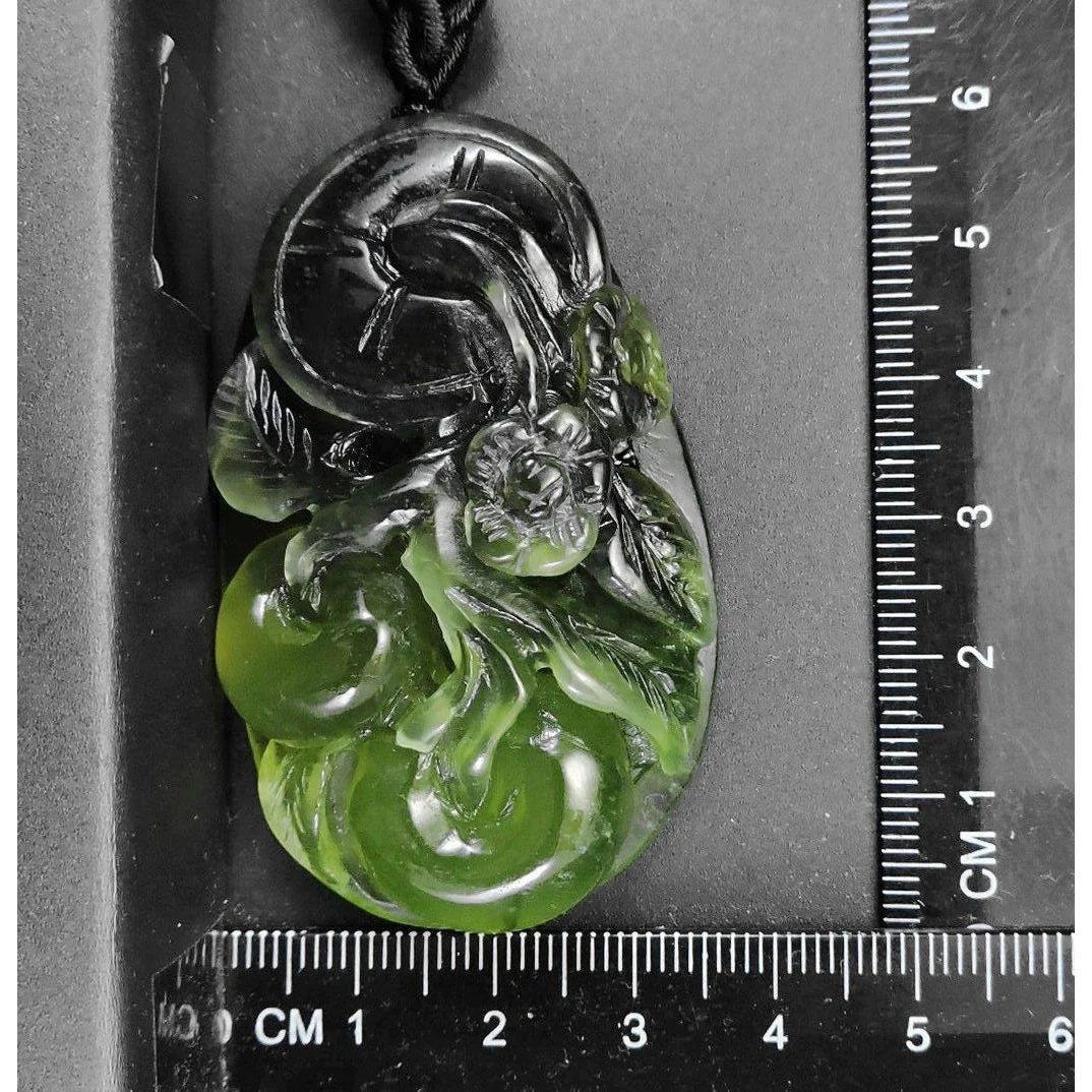 100% Natural Hand-Carved Jade Pendant Jadeite Necklace Apple Tree & Coin - Image 10