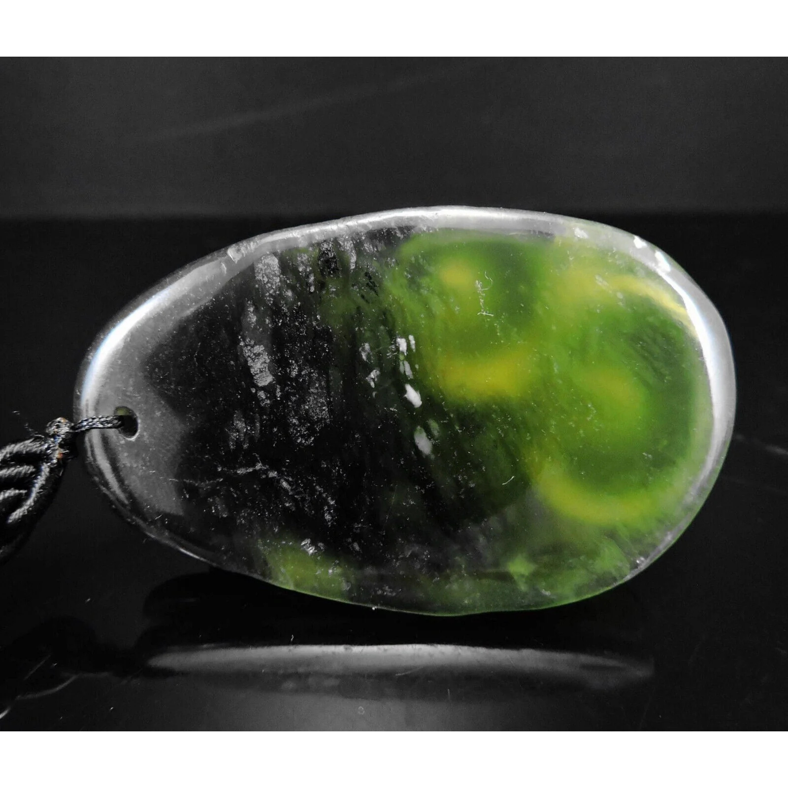 100% Natural Hand-Carved Jade Pendant Jadeite Necklace Apple Tree & Coin - Image 7