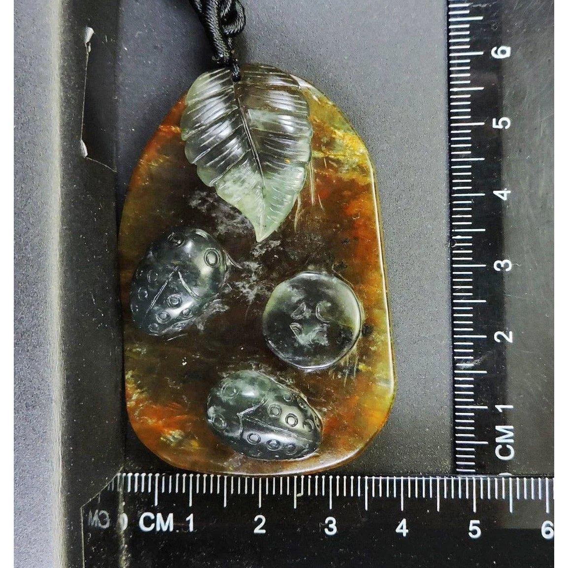 100% Natural Hand-Carved Jade Pendant Jadeite Necklace Beetle & Leaf & Coin - Image 9
