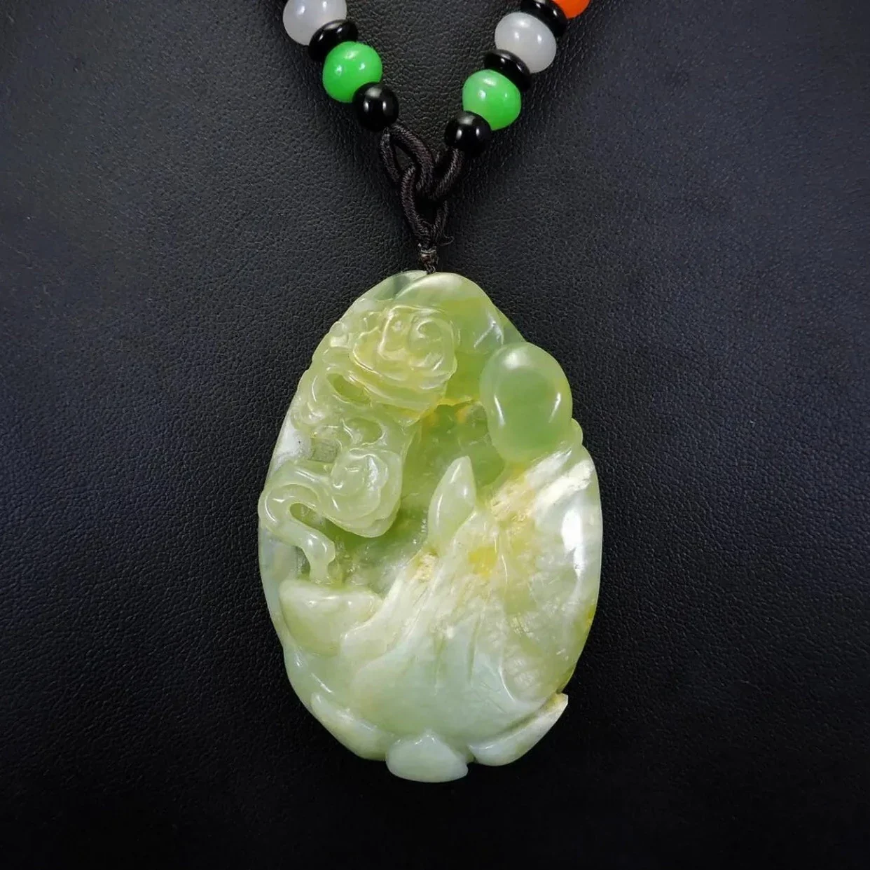 100% Natural Hand-Carved Jade Pendant Jadeite Necklace Buddha - Image 2