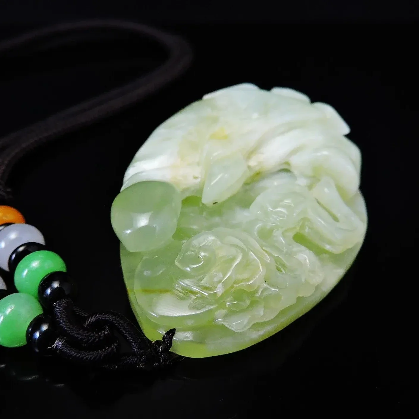 100% Natural Hand-Carved Jade Pendant Jadeite Necklace Buddha - Image 4