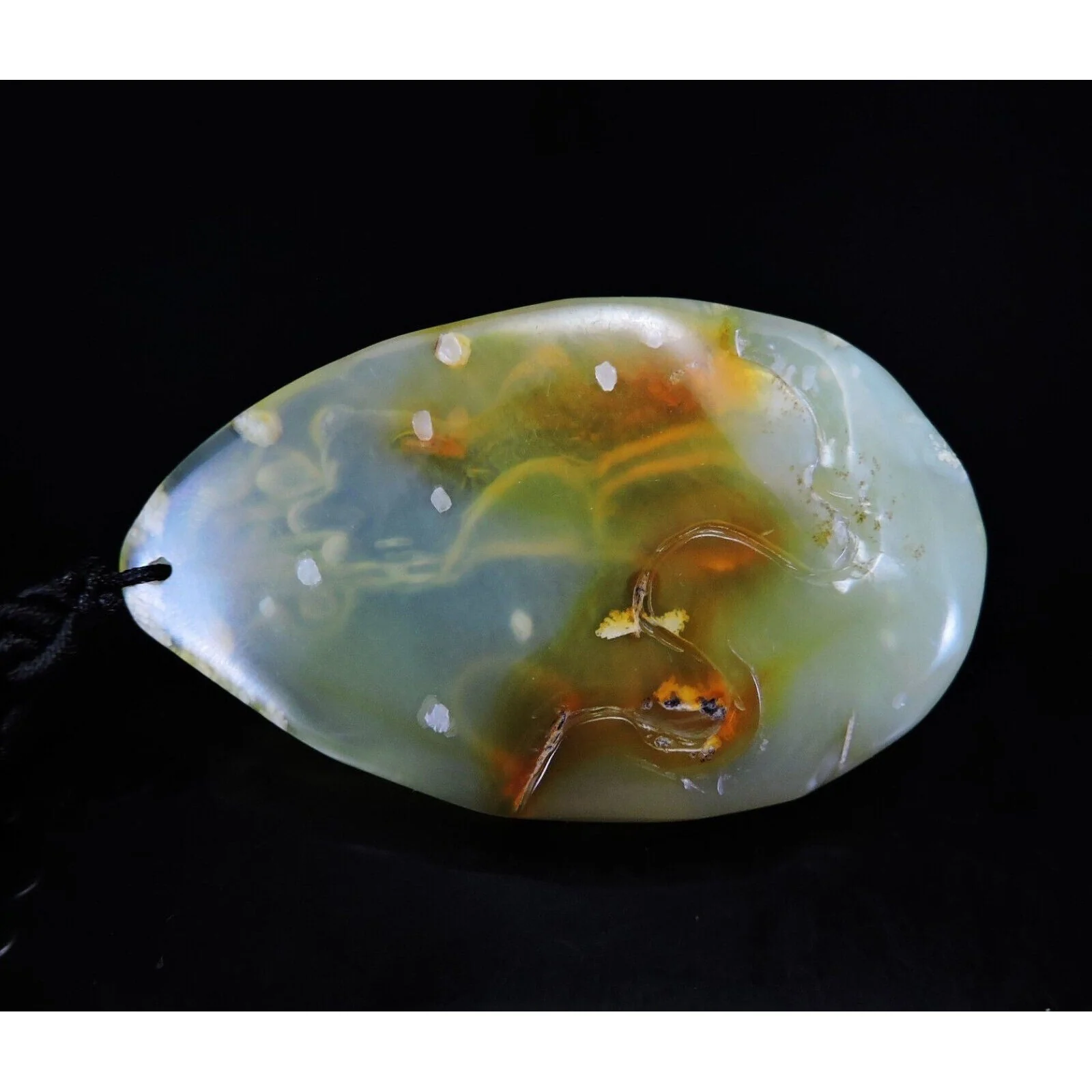 100% Natural Hand-Carved Jade Pendant Jadeite Necklace Buddha & Lotus - Image 7