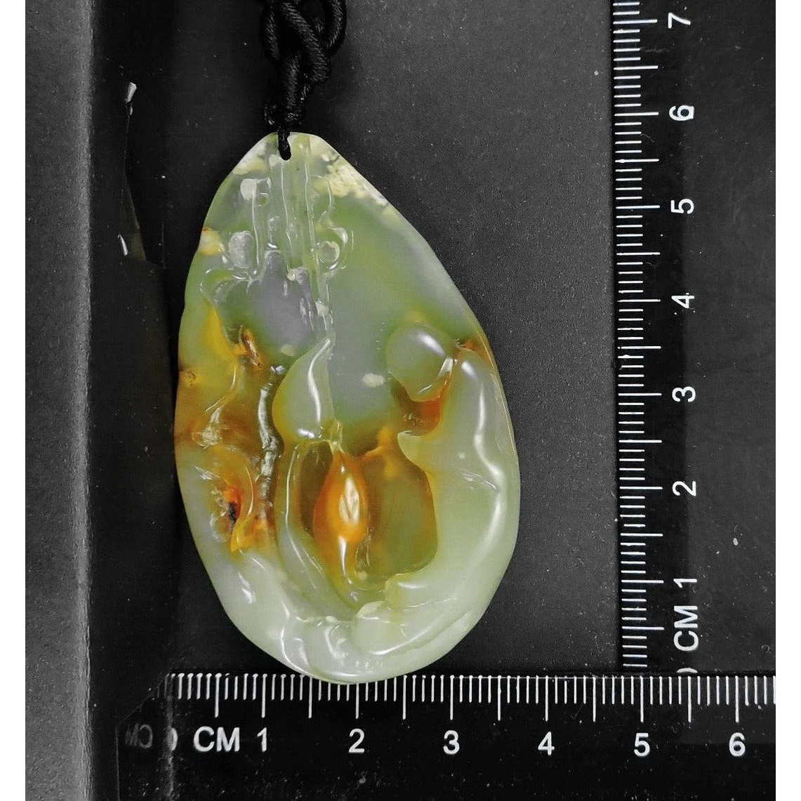 100% Natural Hand-Carved Jade Pendant Jadeite Necklace Buddha & Lotus - Image 9