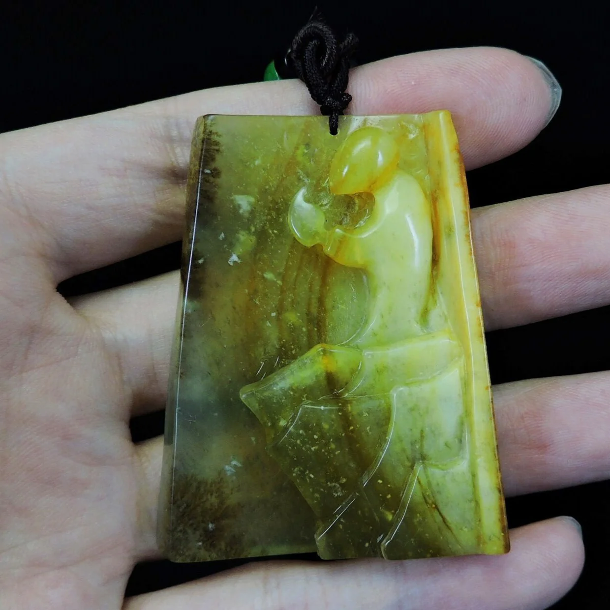 100% Natural Hand-Carved Jade Pendant Jadeite Necklace Buddhist - Image 8