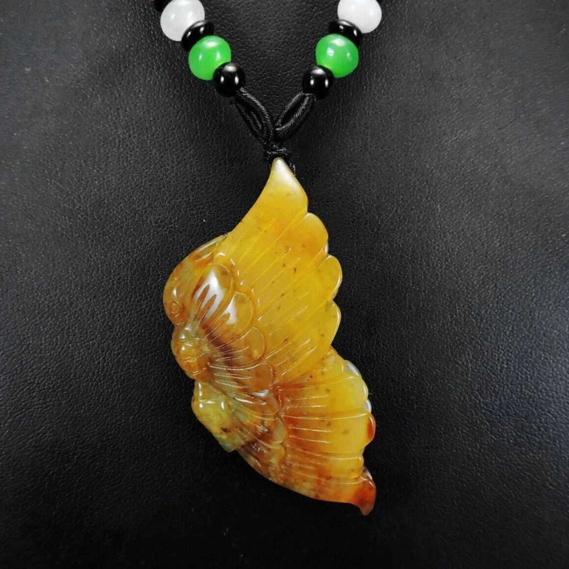 100% Natural Hand-carved Jade Pendant Jadeite Necklace Butterfly - Image 2