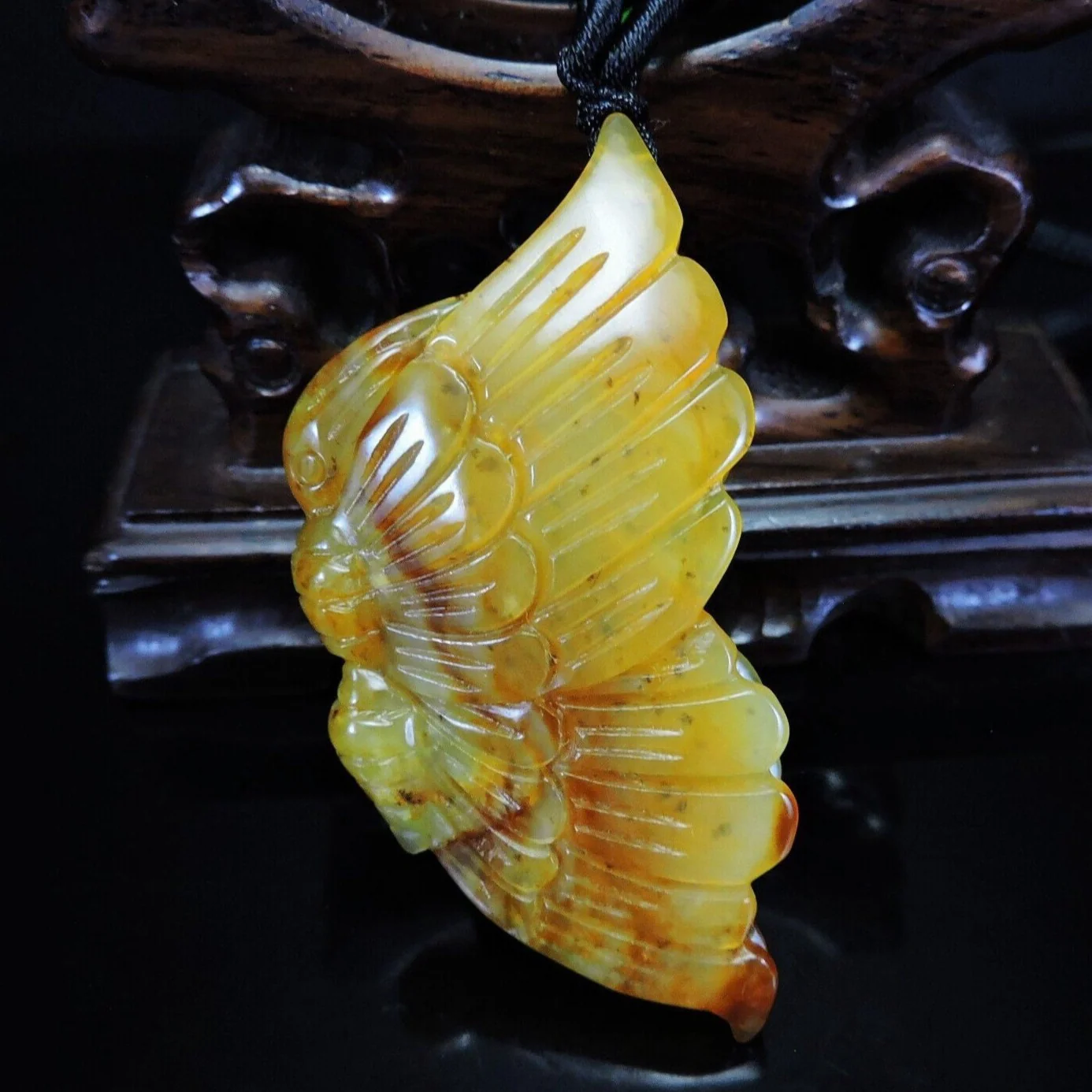 100% Natural Hand-carved Jade Pendant Jadeite Necklace Butterfly - Image 4