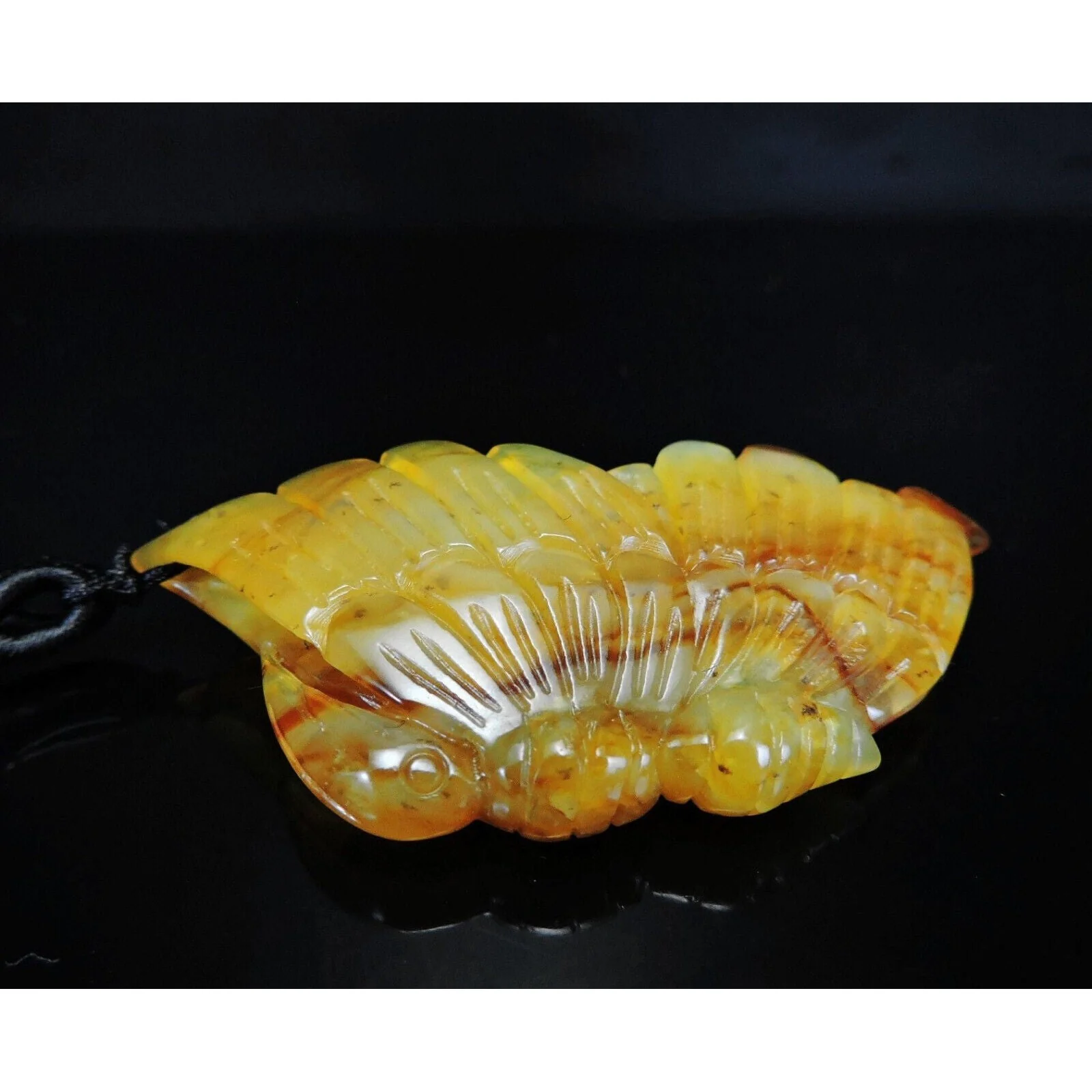 100% Natural Hand-carved Jade Pendant Jadeite Necklace Butterfly - Image 7