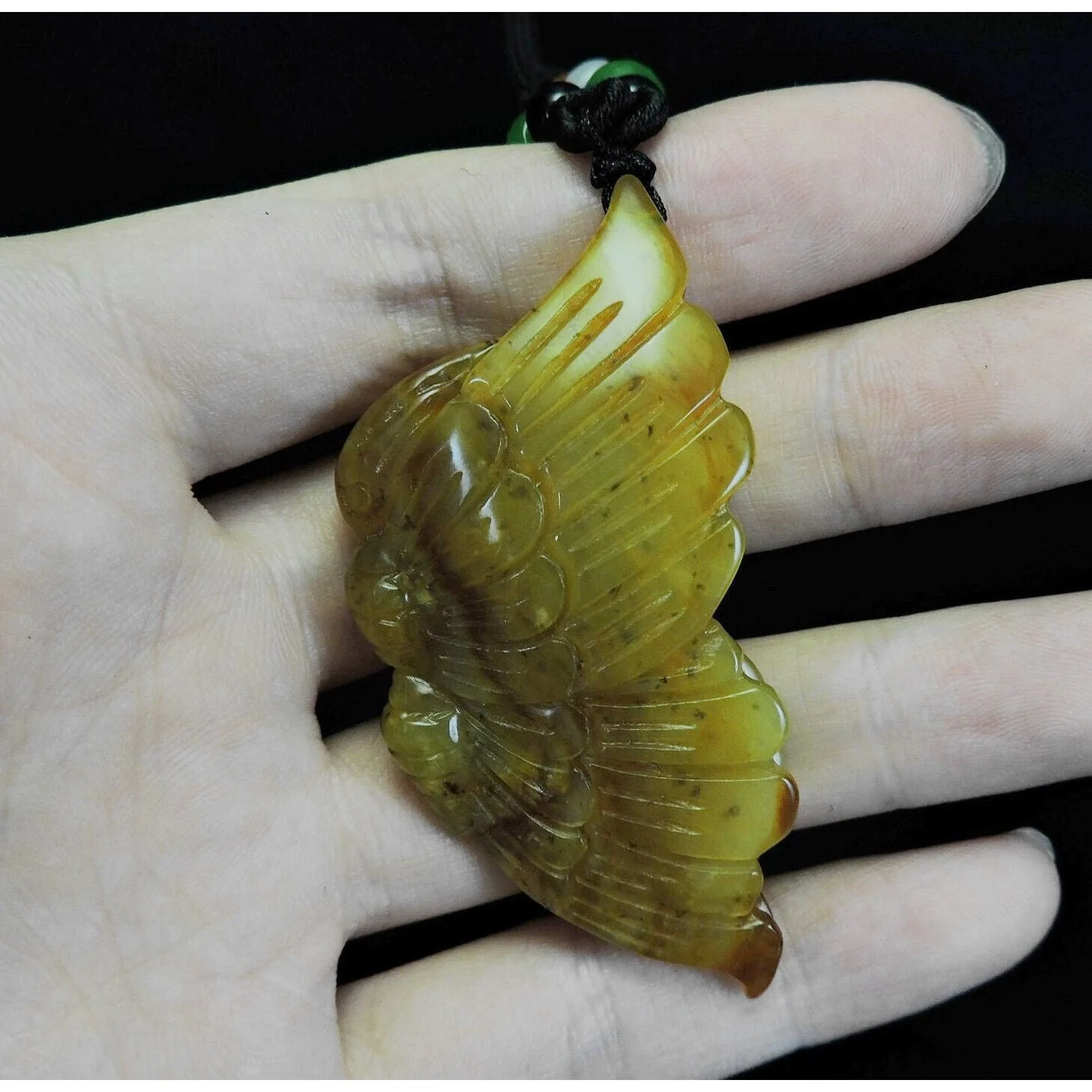 100% Natural Hand-carved Jade Pendant Jadeite Necklace Butterfly - Image 9