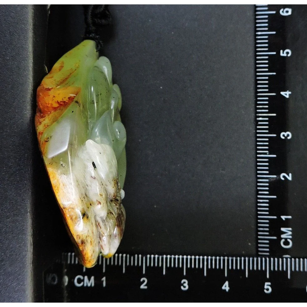 100% Natural Hand-Carved Jade Pendant Jadeite Necklace Butterfly & Ruyi - Image 9
