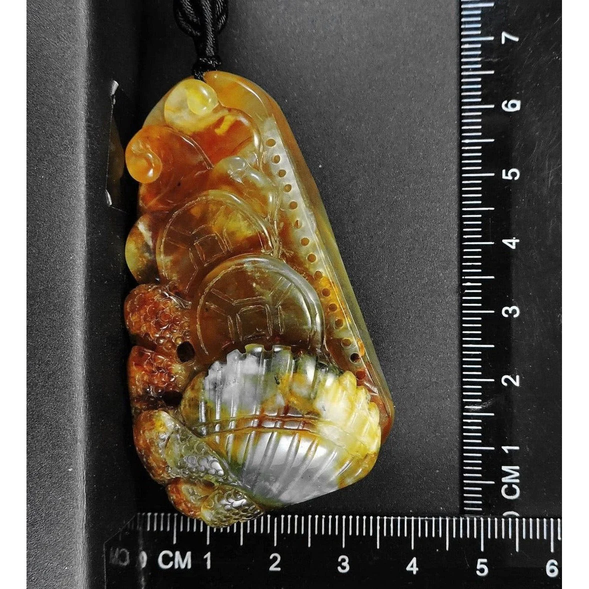 100% Natural Hand-Carved Jade Pendant Jadeite Necklace Coral & Seashell & Ruyi - Image 10