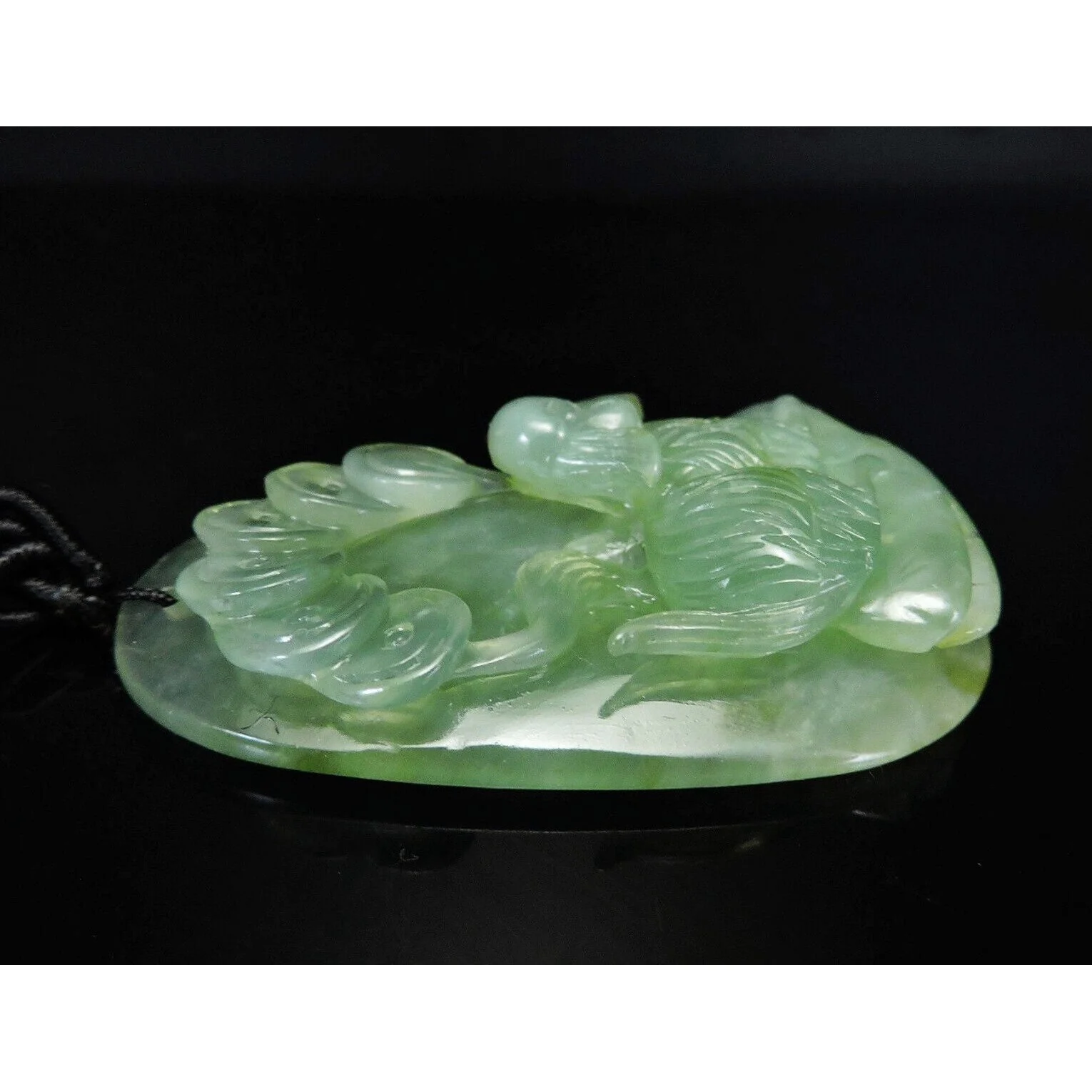 100% Natural Hand-Carved Jade Pendant Jadeite Necklace Dog & Coin - Image 5