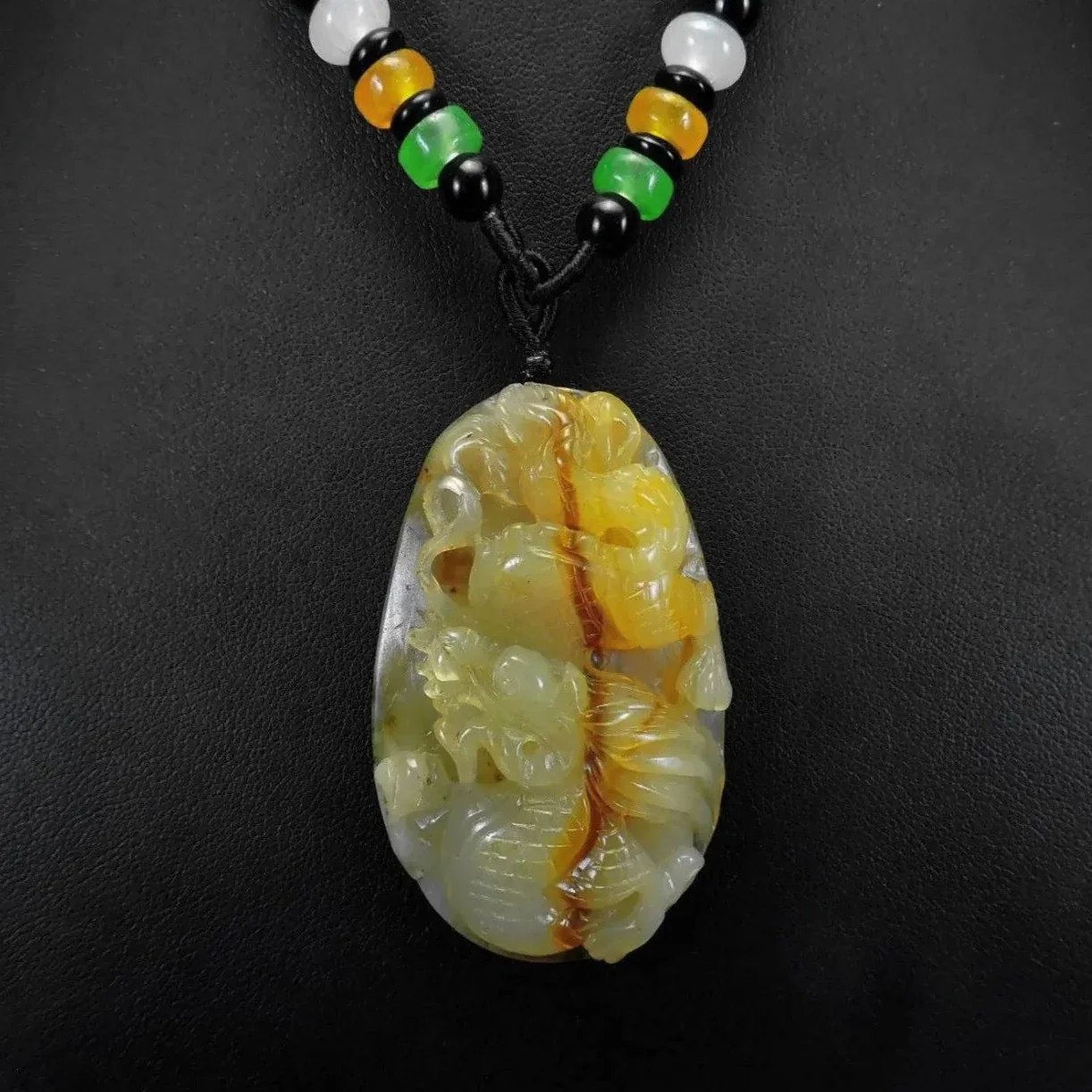 100% Natural Hand-Carved Jade Pendant Jadeite Necklace Dragon - Image 2