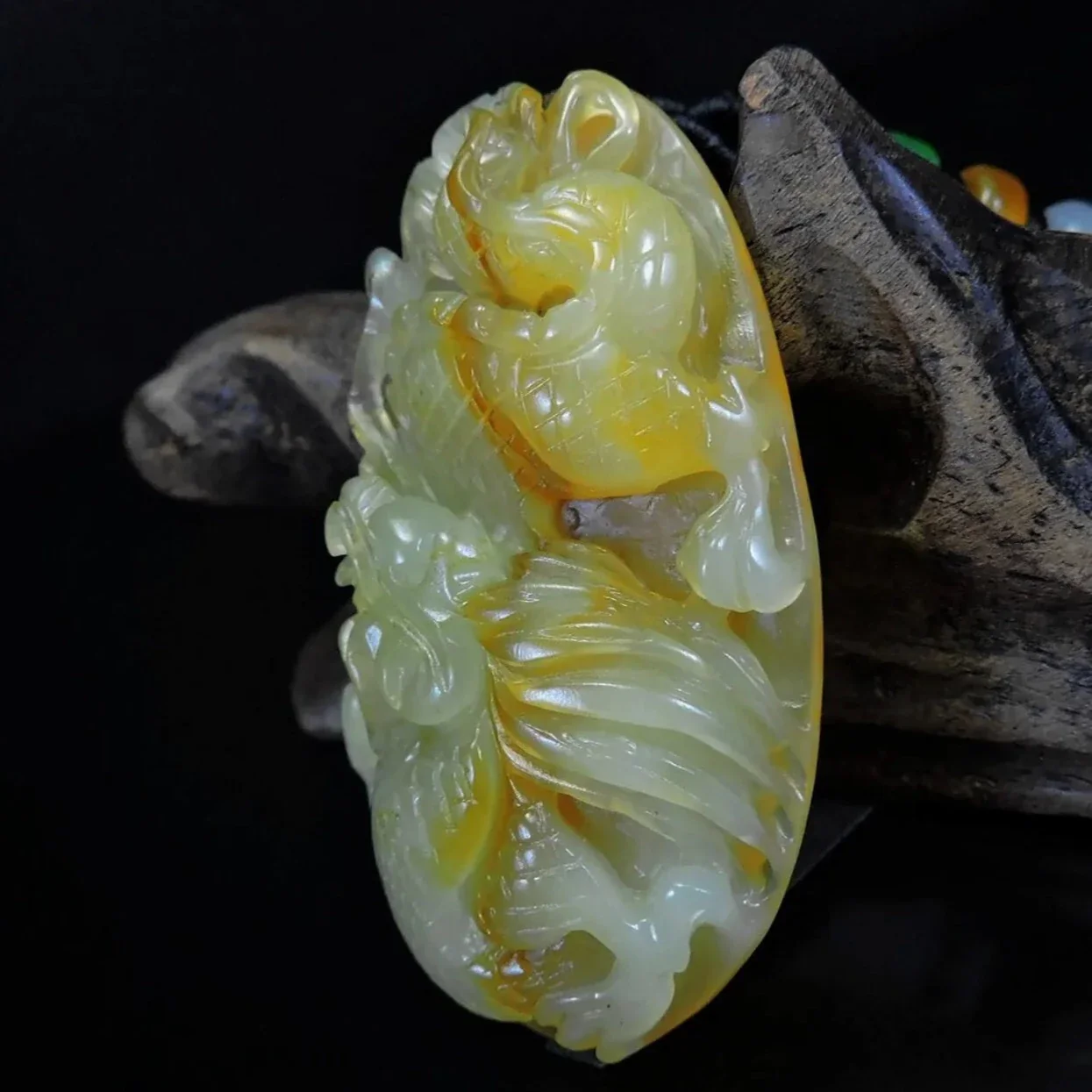 100% Natural Hand-Carved Jade Pendant Jadeite Necklace Dragon - Image 3