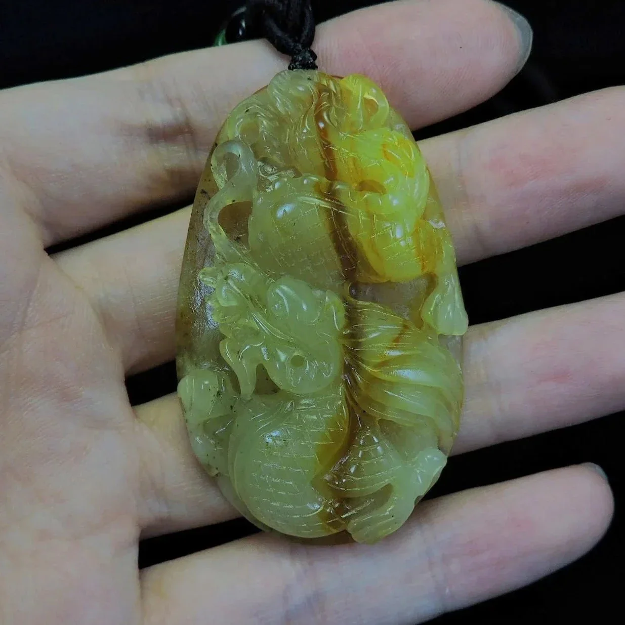 100% Natural Hand-Carved Jade Pendant Jadeite Necklace Dragon - Image 8