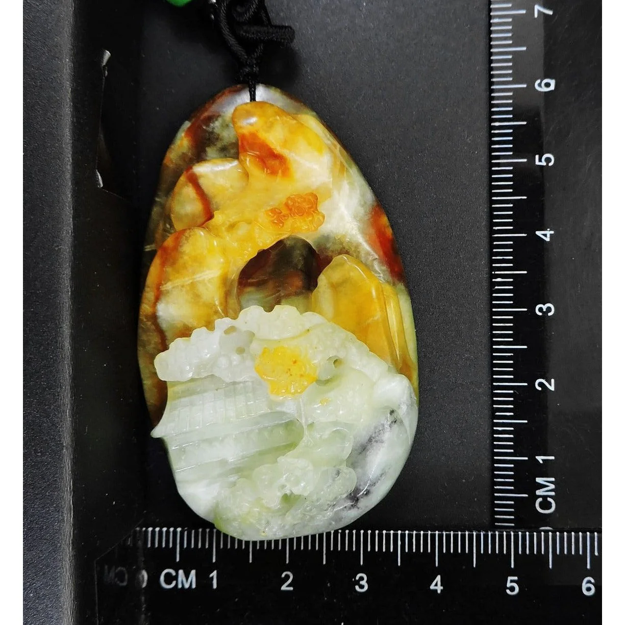 100% Natural Hand-Carved Jade Pendant Jadeite Necklace Landscape - Image 10