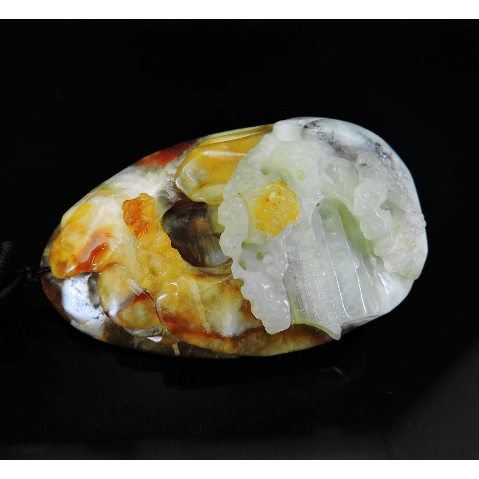 100% Natural Hand-Carved Jade Pendant Jadeite Necklace Landscape - Image 6