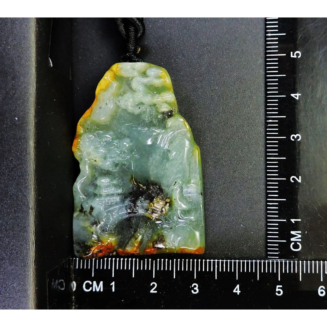 100% Natural Hand-Carved Jade Pendant Jadeite Necklace Landscape - Image 10