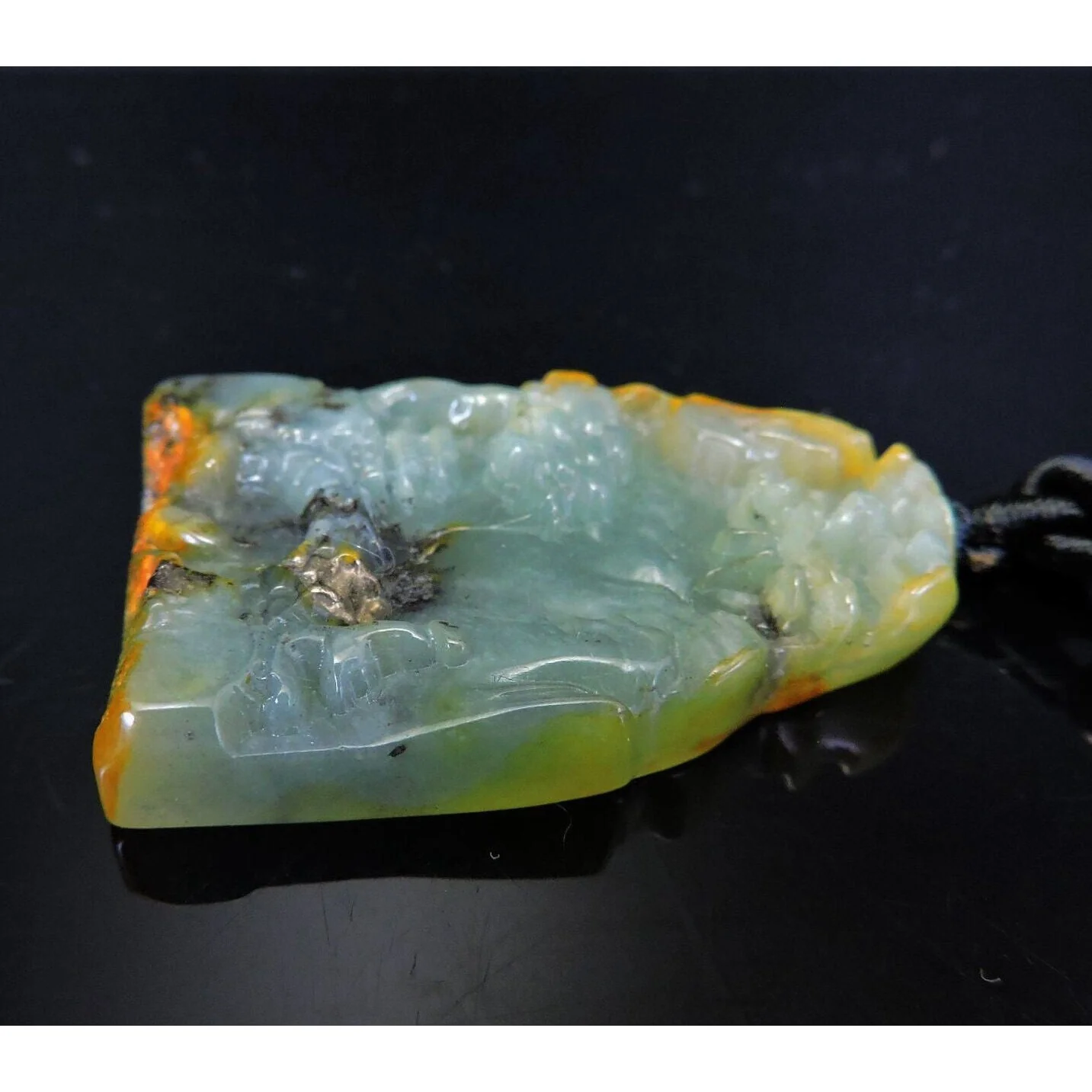 100% Natural Hand-Carved Jade Pendant Jadeite Necklace Landscape - Image 5