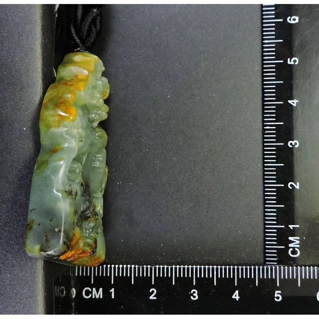 100% Natural Hand-Carved Jade Pendant Jadeite Necklace Landscape - Image 9