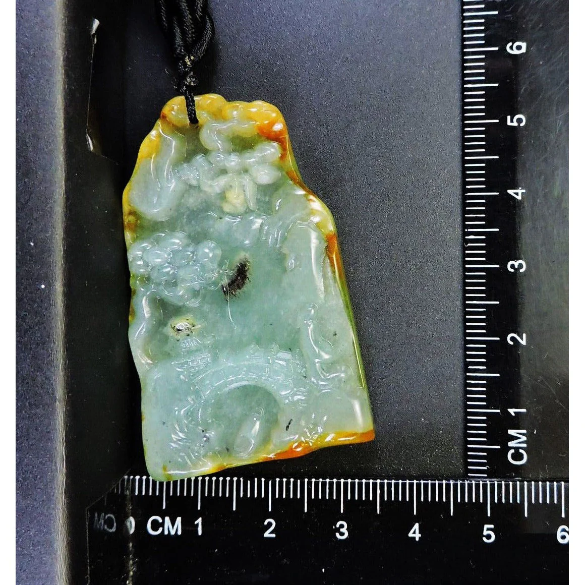 100% Natural Hand-Carved Jade Pendant Jadeite Necklace Landscape - Image 10