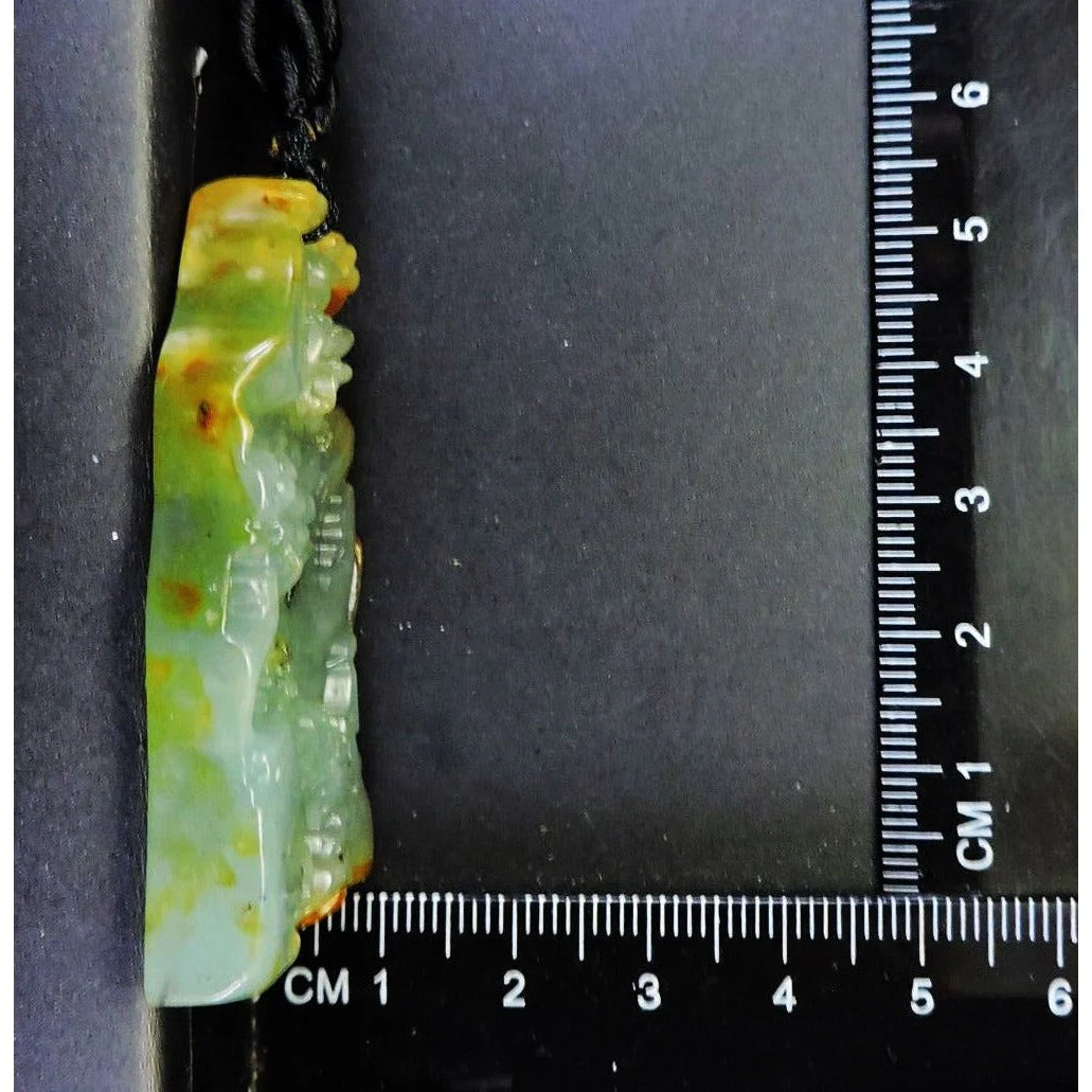 100% Natural Hand-Carved Jade Pendant Jadeite Necklace Landscape - Image 9