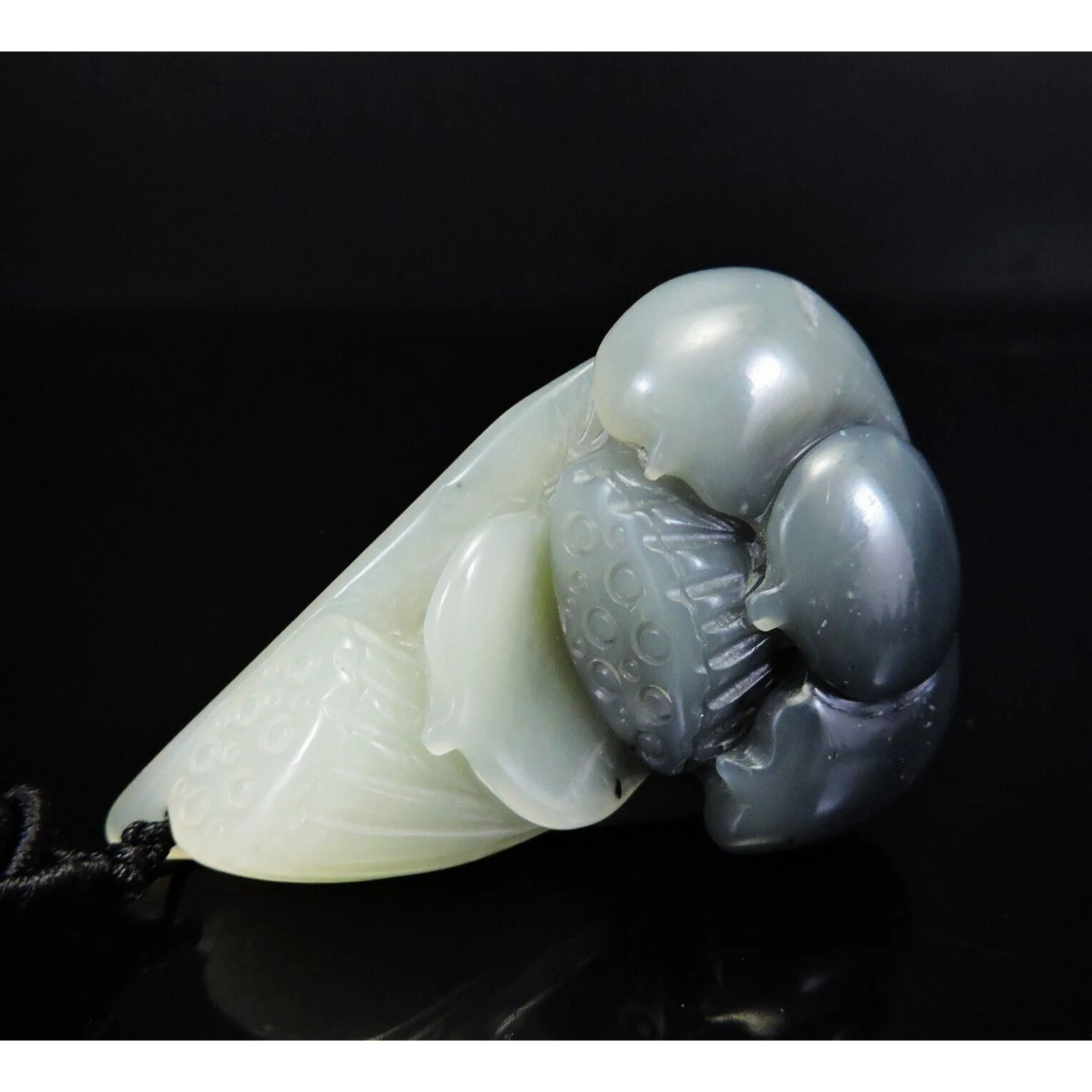 100% Natural Hand-Carved Jade Pendant Jadeite Necklace Lotus Flower - Image 4