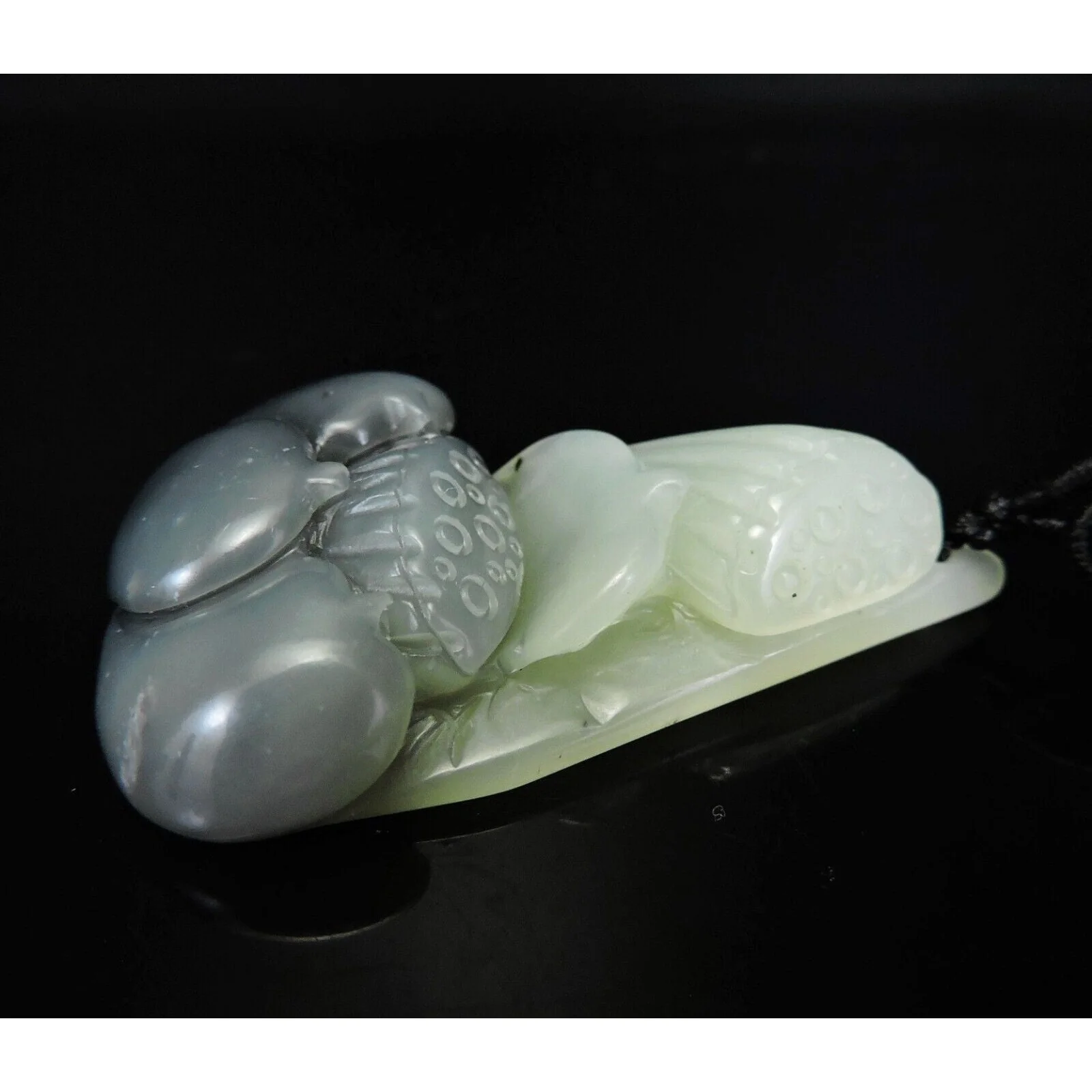 100% Natural Hand-Carved Jade Pendant Jadeite Necklace Lotus Flower - Image 5