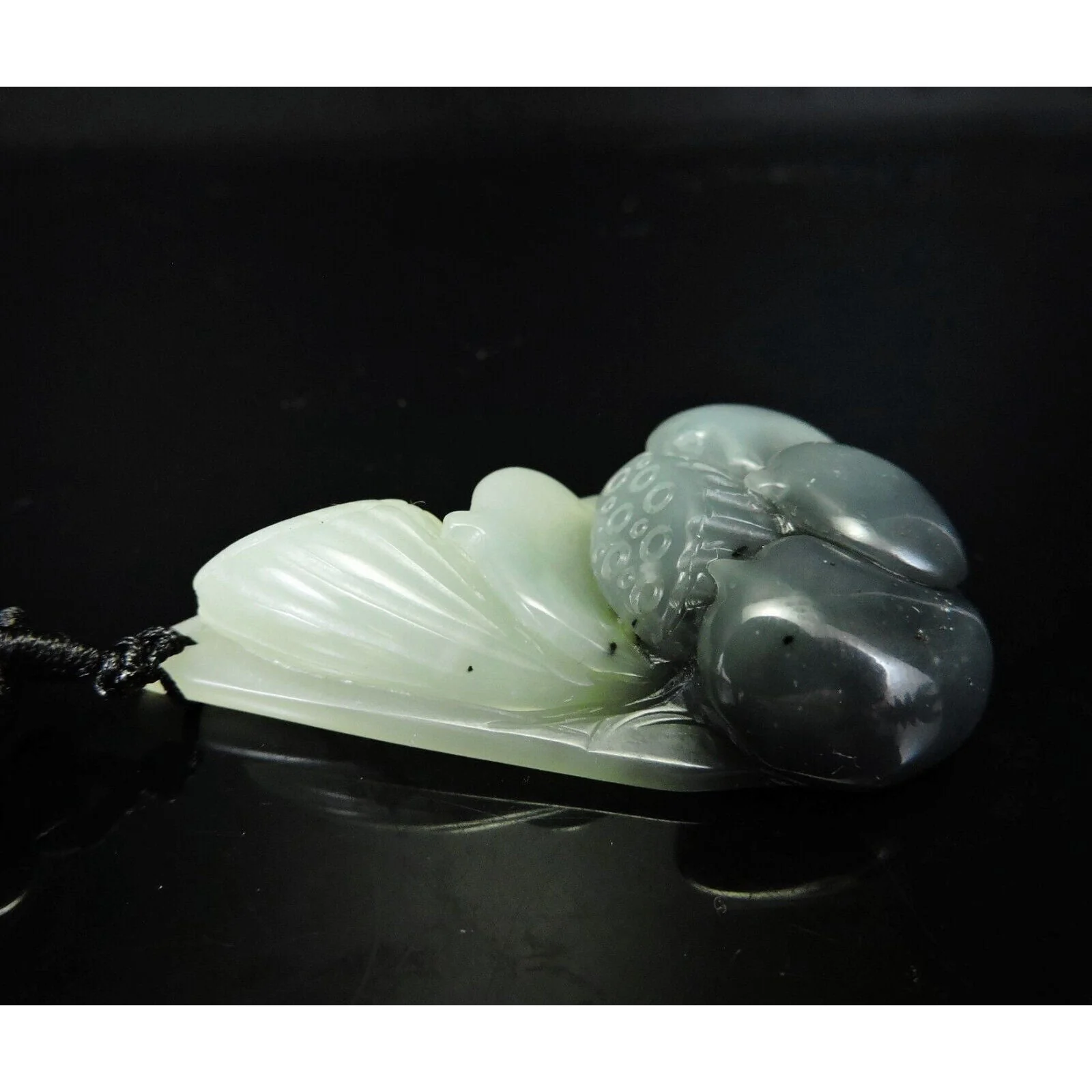 100% Natural Hand-Carved Jade Pendant Jadeite Necklace Lotus Flower - Image 6