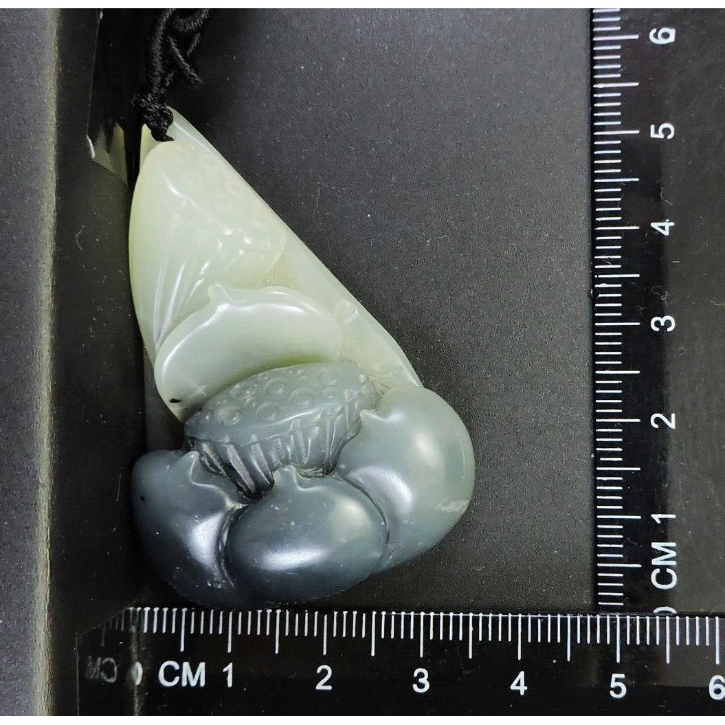 100% Natural Hand-Carved Jade Pendant Jadeite Necklace Lotus Flower - Image 9