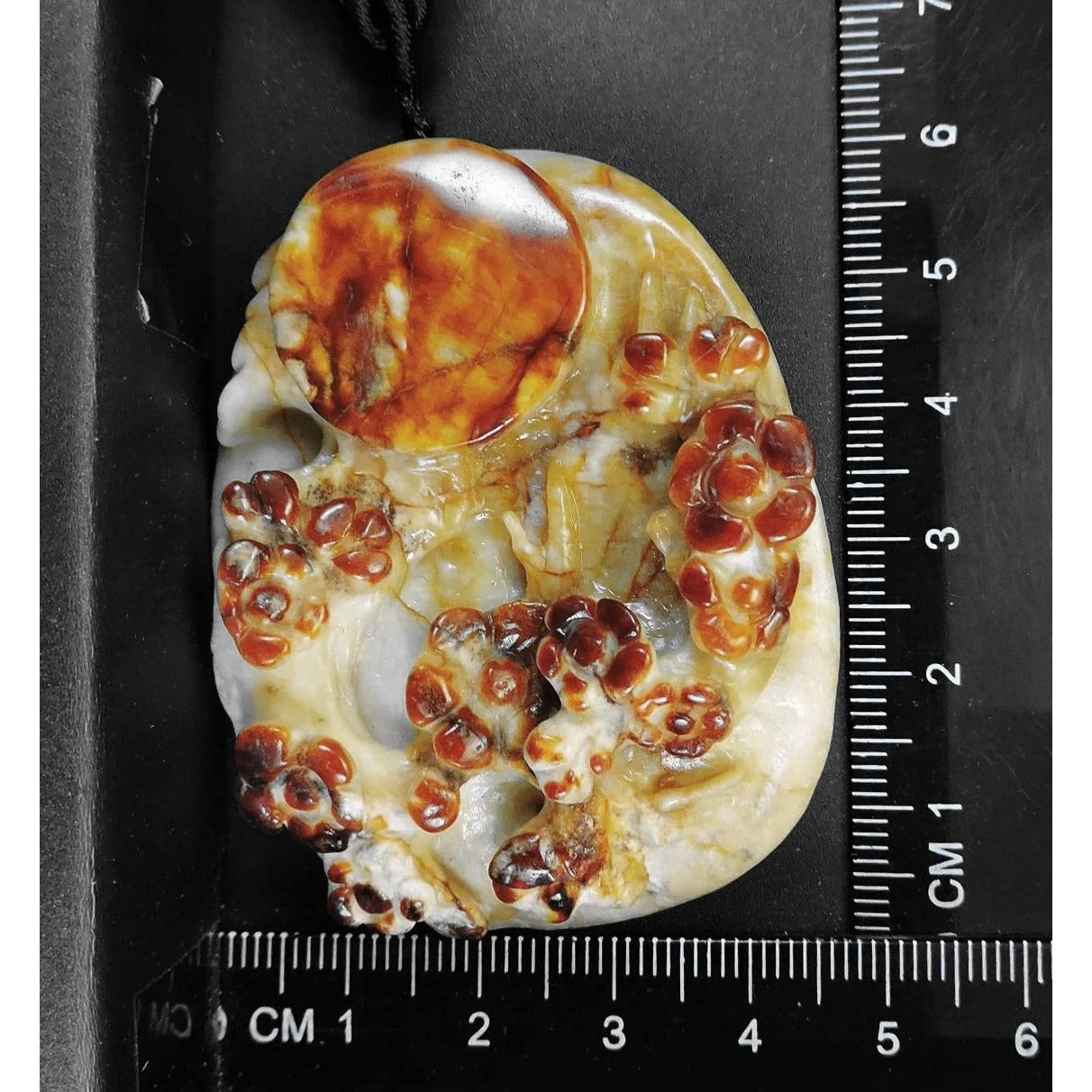 100% Natural Hand-carved Jade Pendant Jadeite Necklace Moon & Plum Flower - Image 10