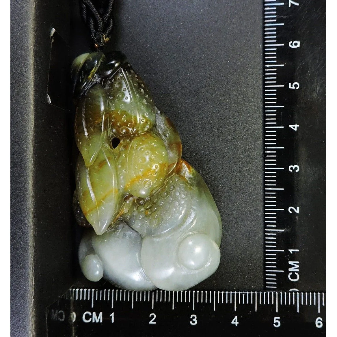 100% Natural Hand-Carved Jade Pendant Jadeite Necklace Peanut & Leaves & Ruyi - Image 10