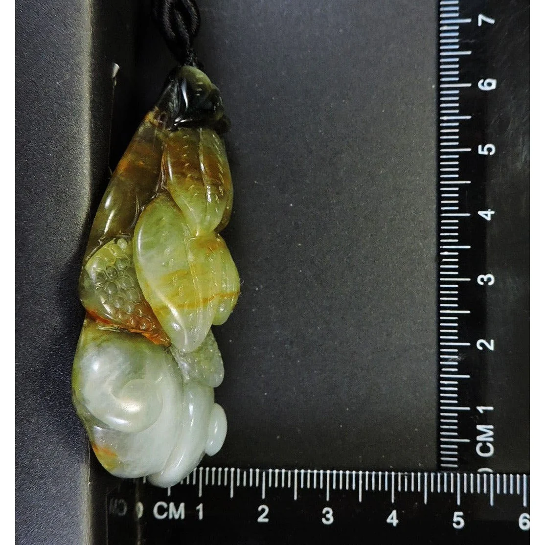 100% Natural Hand-Carved Jade Pendant Jadeite Necklace Peanut & Leaves & Ruyi - Image 9