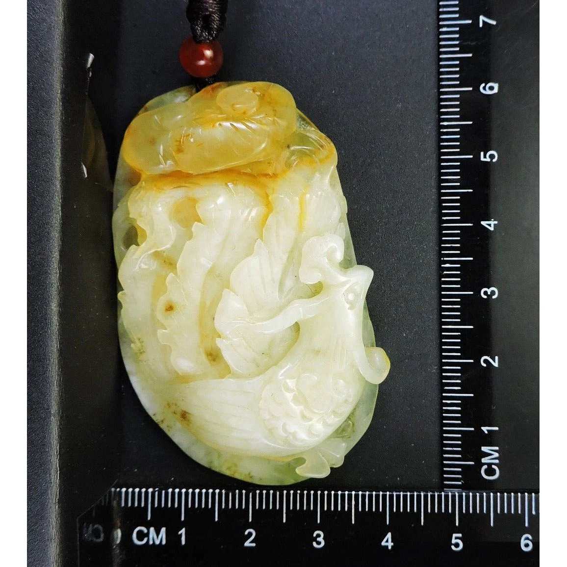 100% Natural Hand-carved Jade Pendant Jadeite Necklace Phoenix & Ruyi - Image 10