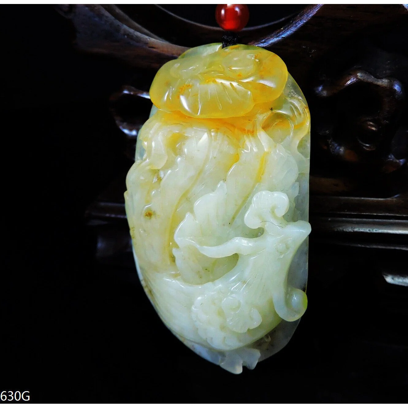 100% Natural Hand-carved Jade Pendant Jadeite Necklace Phoenix & Ruyi - Image 2