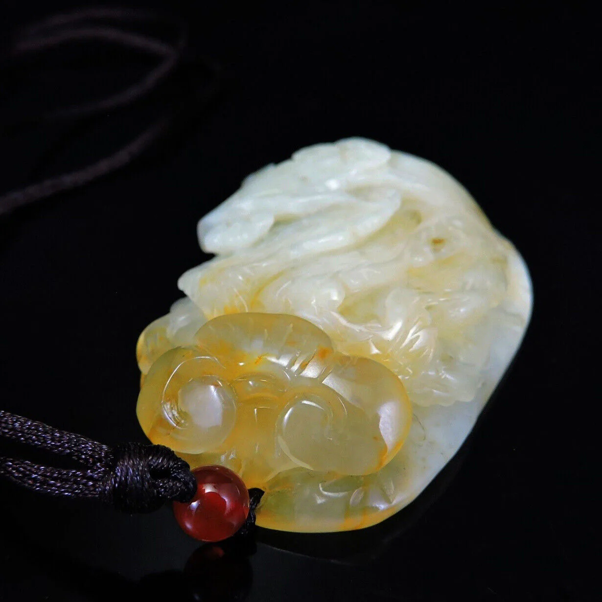 100% Natural Hand-carved Jade Pendant Jadeite Necklace Phoenix & Ruyi - Image 5