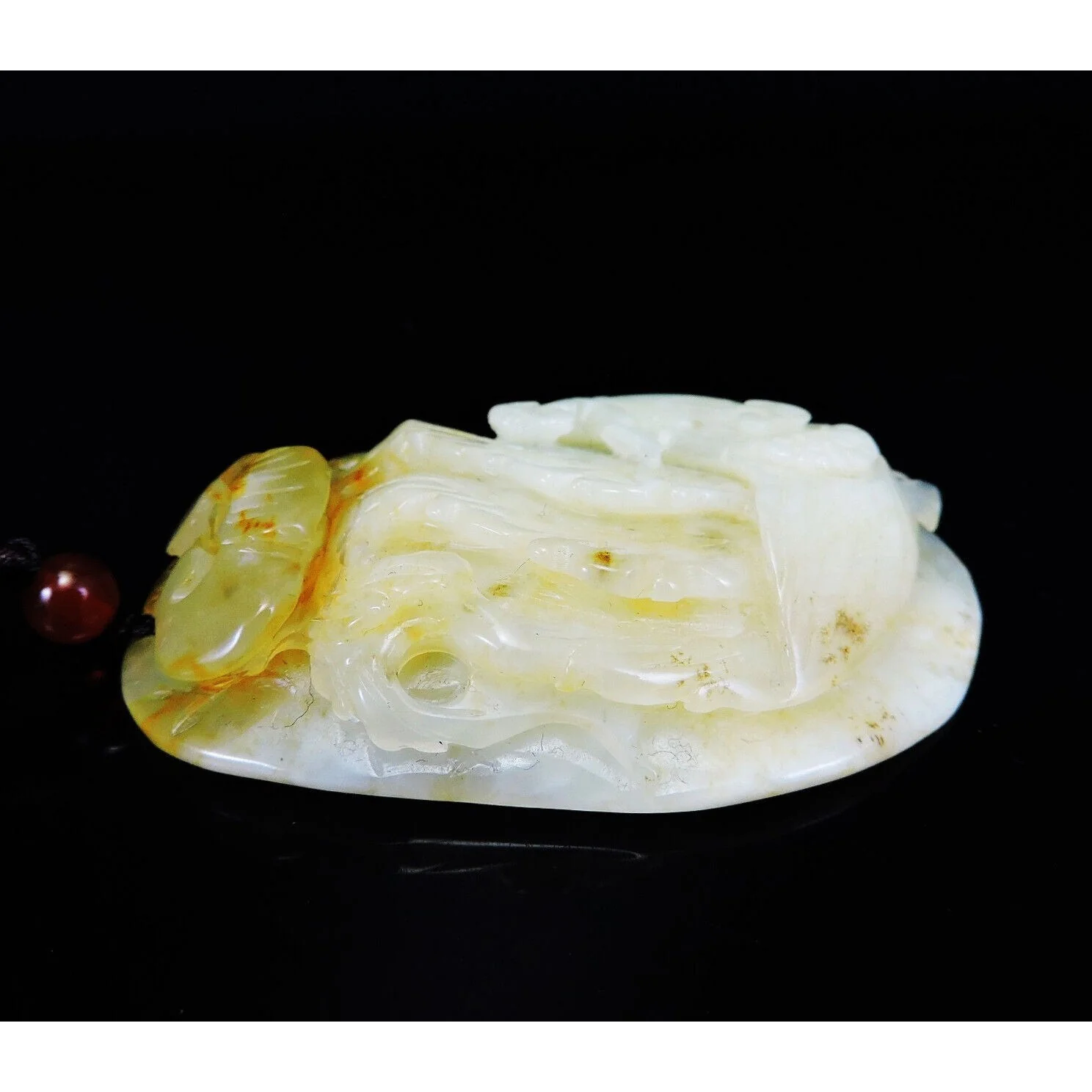 100% Natural Hand-carved Jade Pendant Jadeite Necklace Phoenix & Ruyi - Image 7