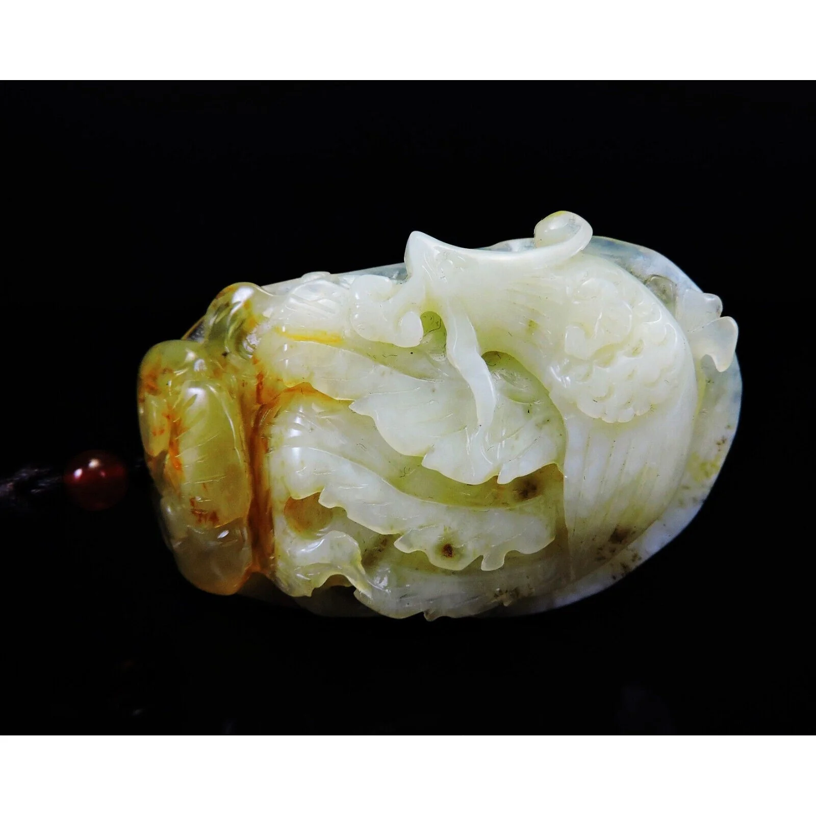 100% Natural Hand-carved Jade Pendant Jadeite Necklace Phoenix & Ruyi - Image 8