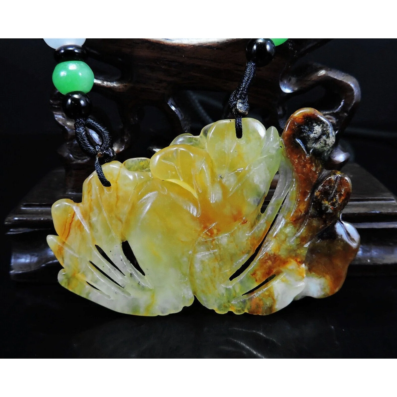 100% Natural Hand-Carved Jade Pendant Jadeite Necklace Plum Flower - Image 12
