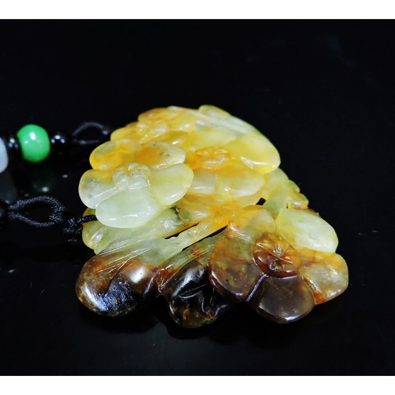 100% Natural Hand-Carved Jade Pendant Jadeite Necklace Plum Flower - Image 4