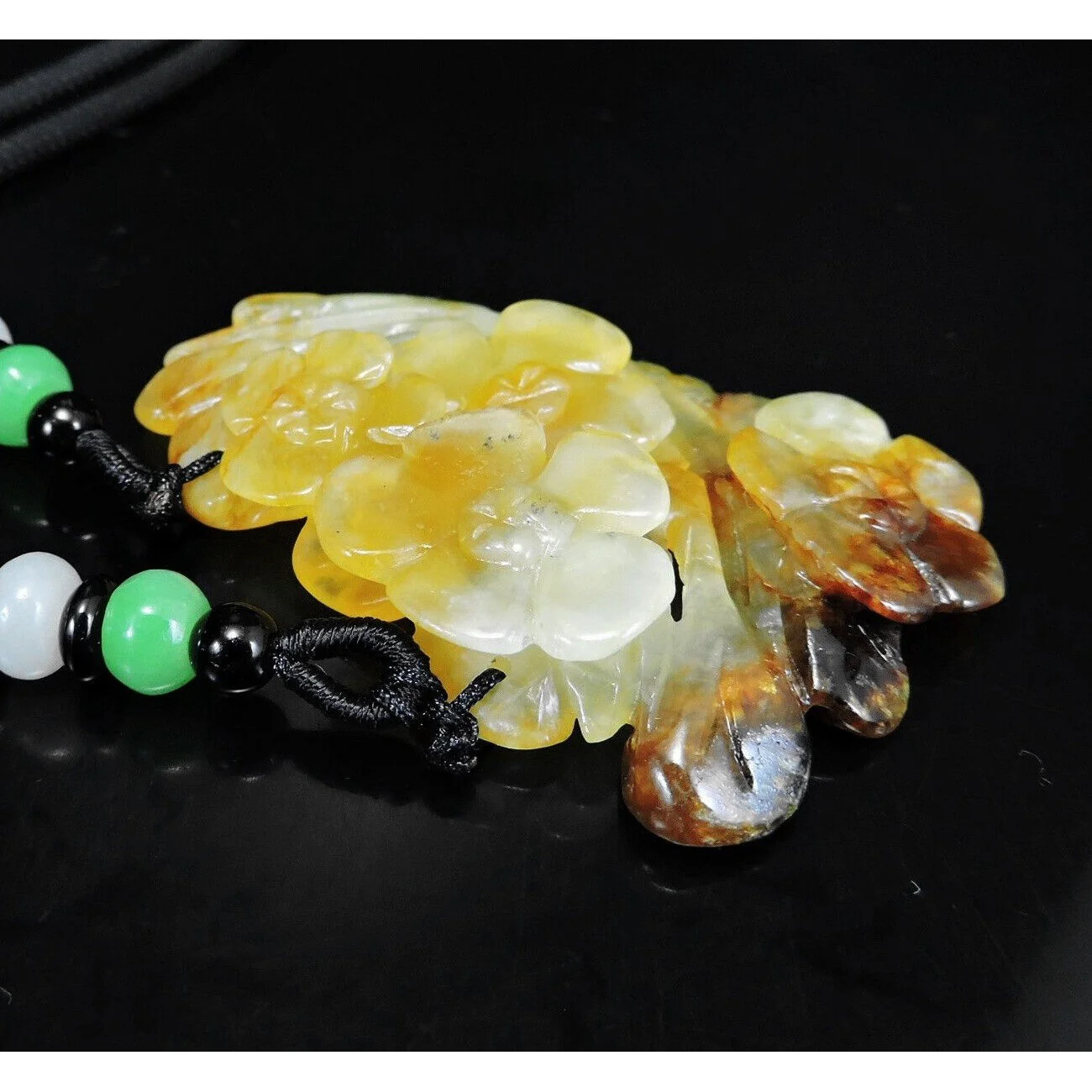100% Natural Hand-Carved Jade Pendant Jadeite Necklace Plum Flower - Image 6