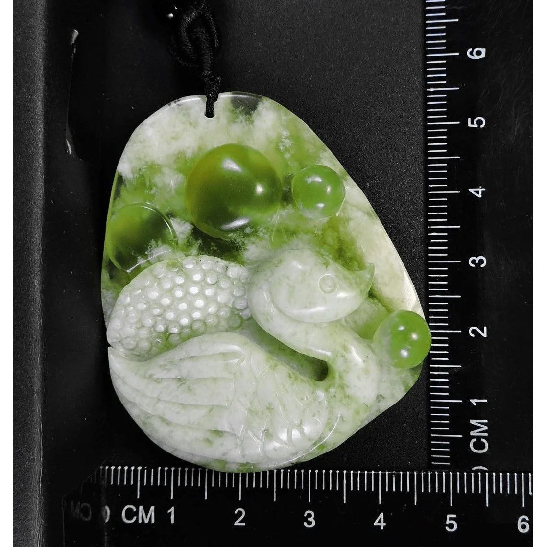 100% Natural Hand-Carved Jade Pendant Jadeite Necklace Swan & Coin - Image 10