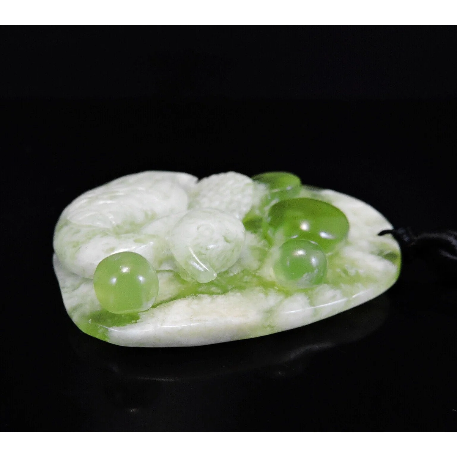 100% Natural Hand-Carved Jade Pendant Jadeite Necklace Swan & Coin - Image 4