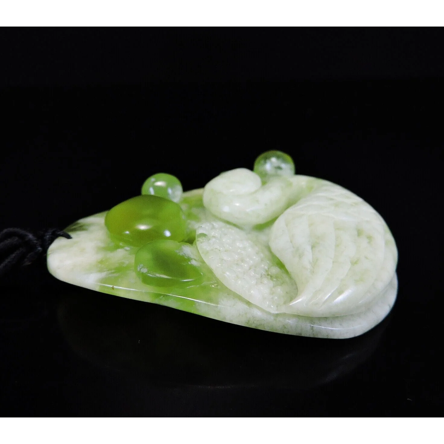 100% Natural Hand-Carved Jade Pendant Jadeite Necklace Swan & Coin - Image 5