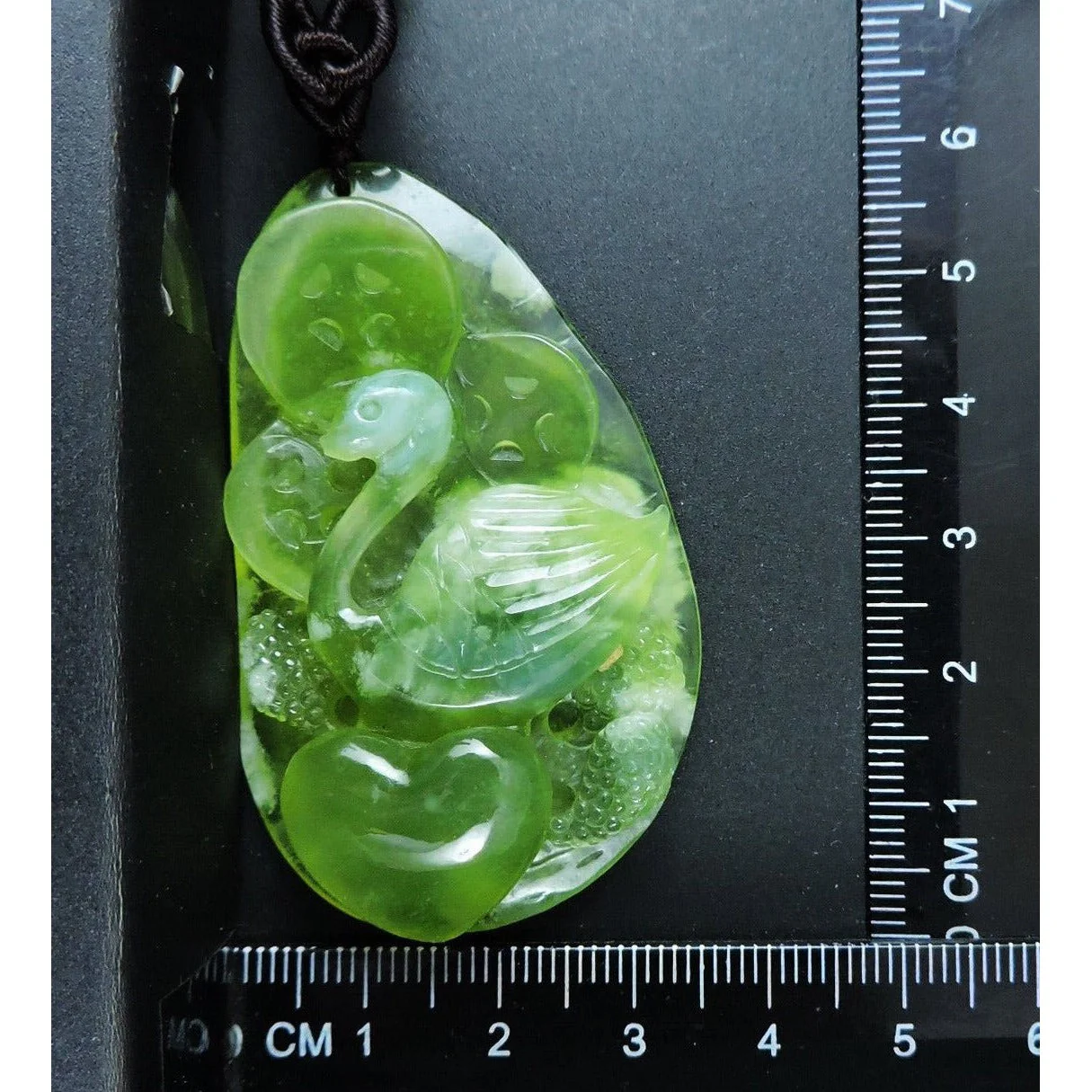 100% Natural Hand-Carved Jade Pendant Jadeite Necklace Swan & Love - Image 10