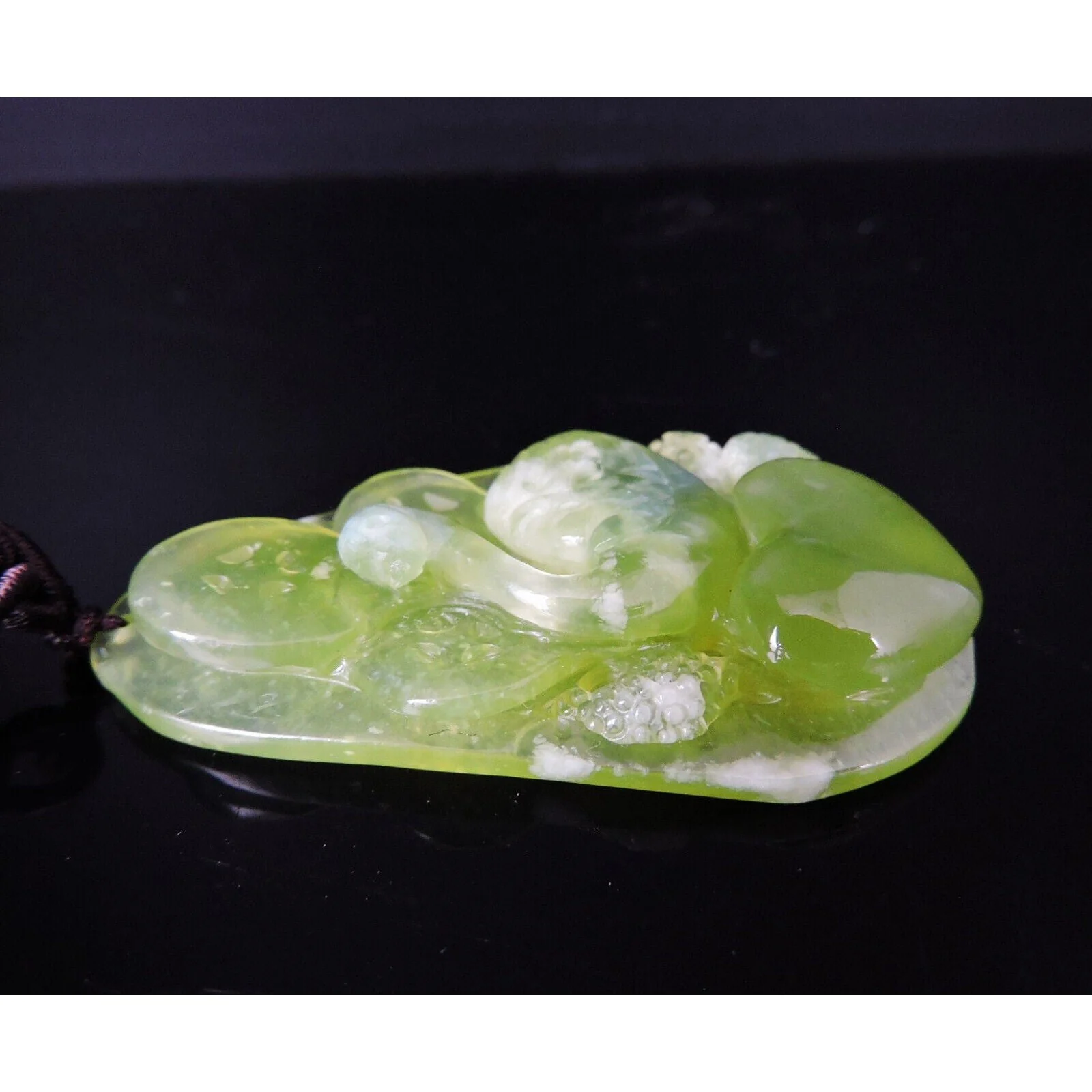 100% Natural Hand-Carved Jade Pendant Jadeite Necklace Swan & Love - Image 5