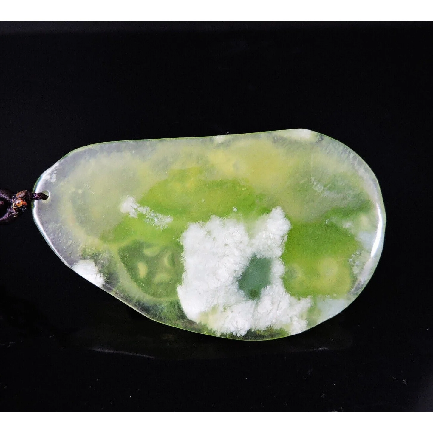 100% Natural Hand-Carved Jade Pendant Jadeite Necklace Swan & Love - Image 7
